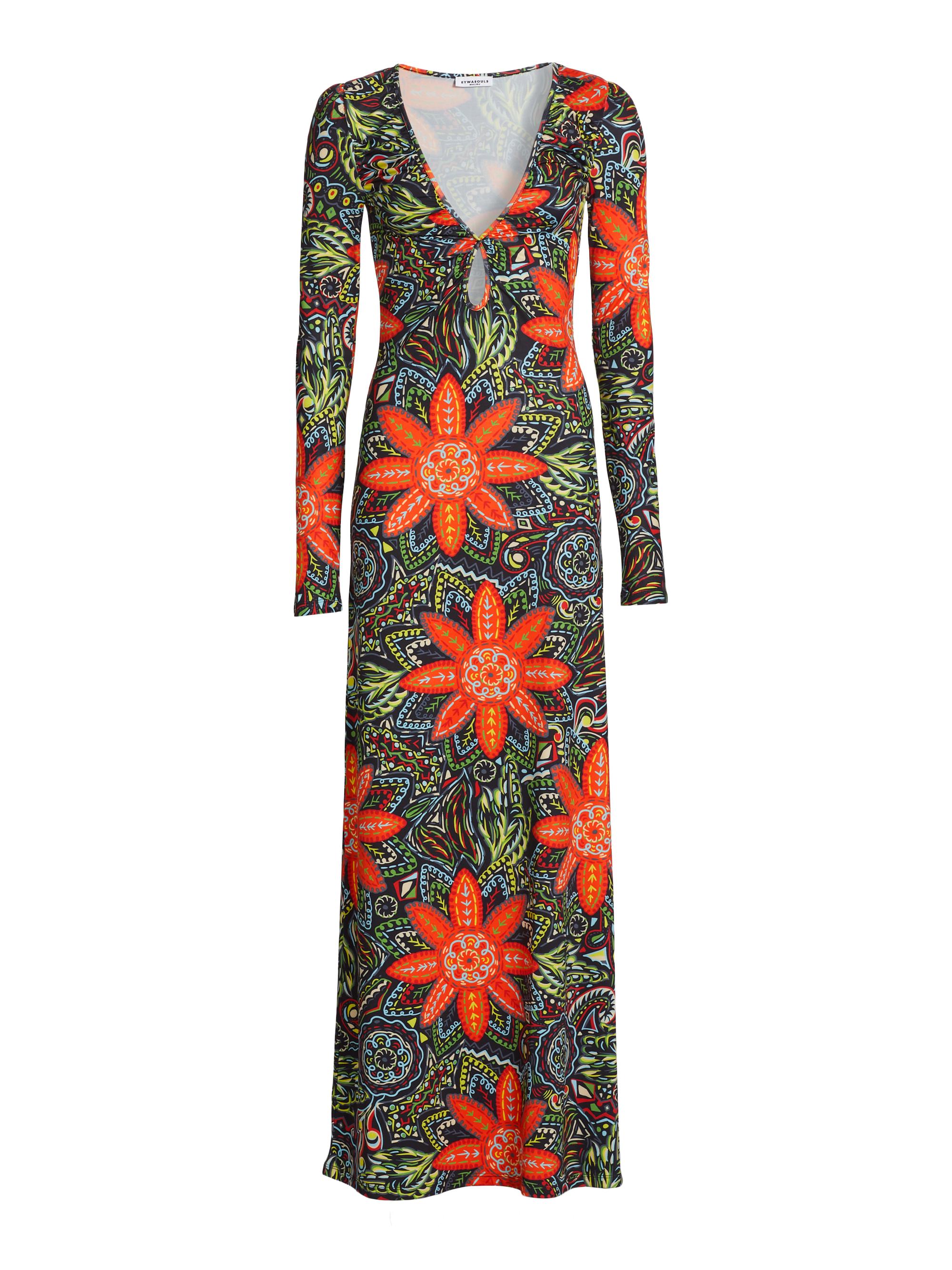 Eywasouls Malibu Women's Diana Floral Stretch Jersey A-Line Maxi Dress - Boho Flower