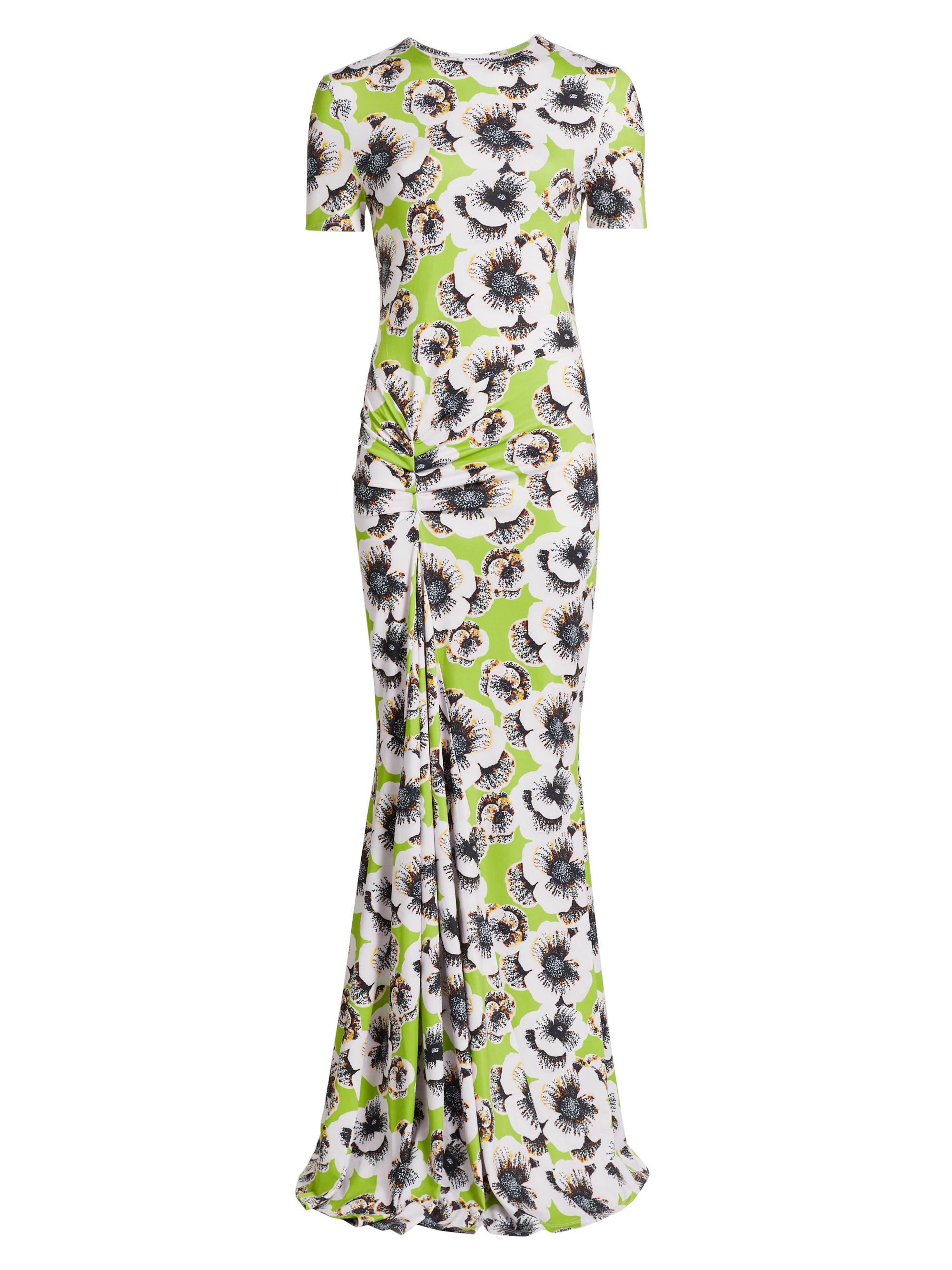 Eywasouls Malibu Women's Annie Floral Short-Sleeve Maxi Dress - Gatsbury Green Carnation Print