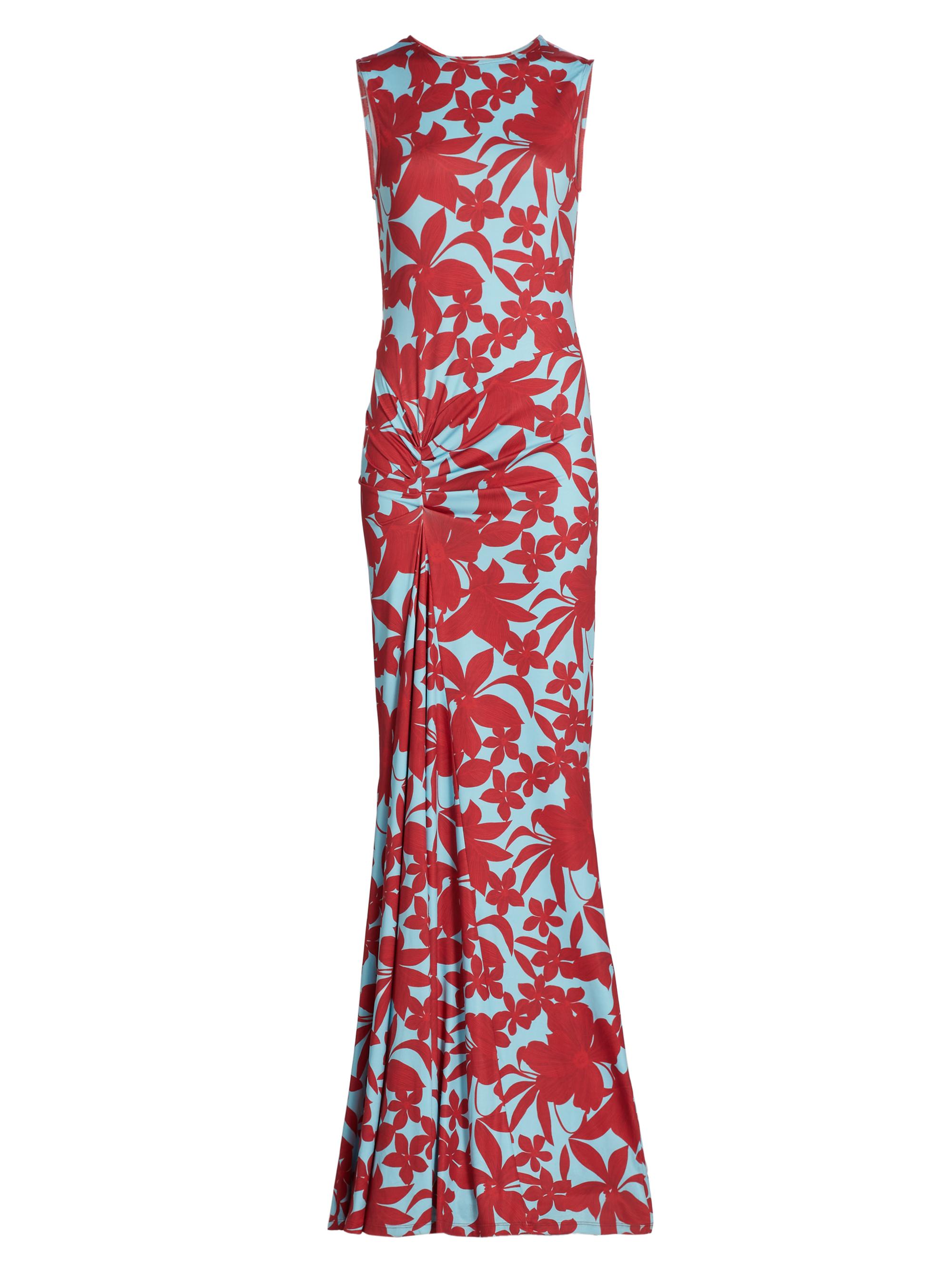 Eywasouls Malibu Women's Annie Floral Stretch Jersey Maxi Dress - Red Lililicious