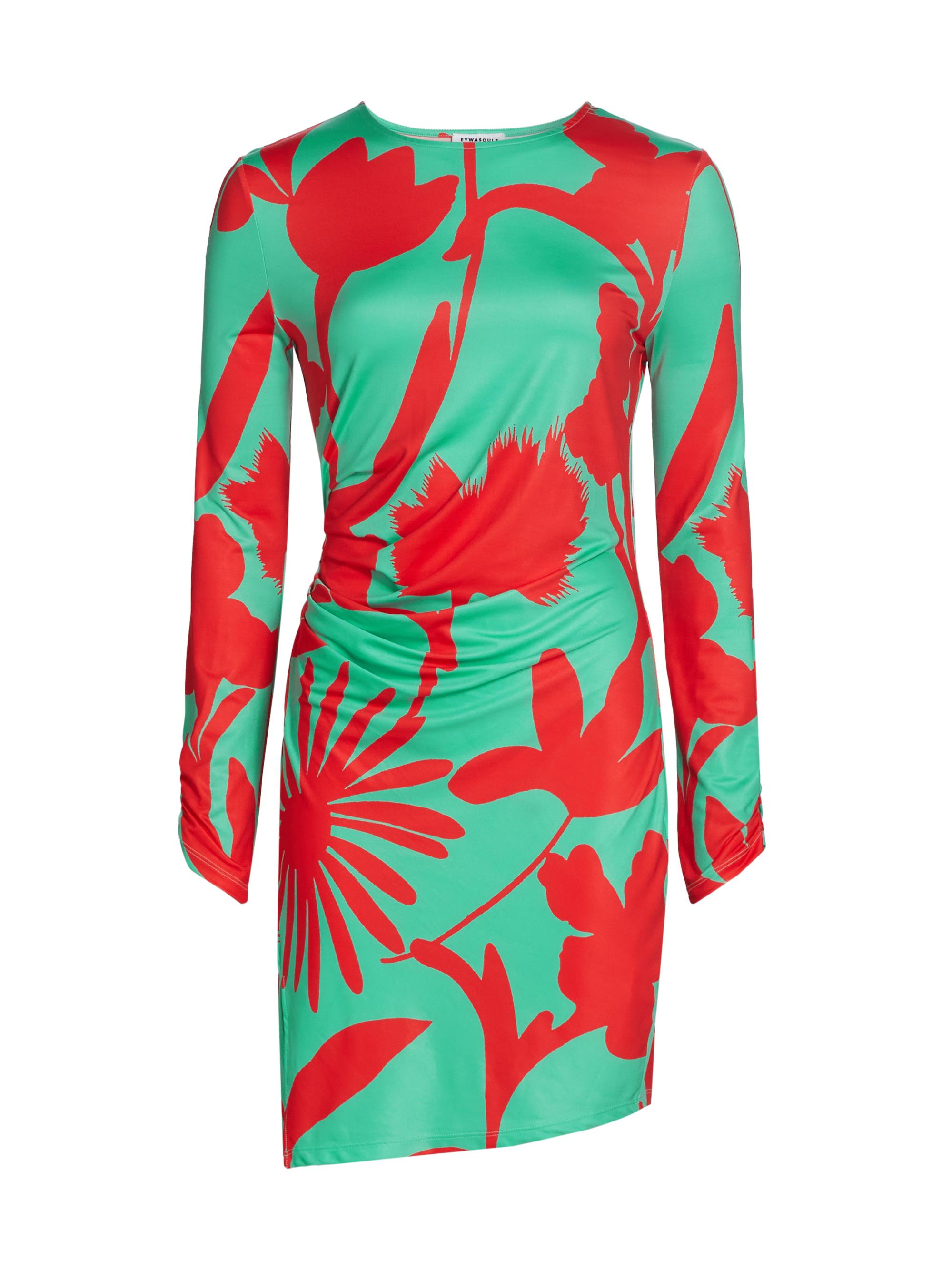 Eywasouls Malibu Women's Hazel Floral Stretch Jersey Draped Minidress - Bright Blossom