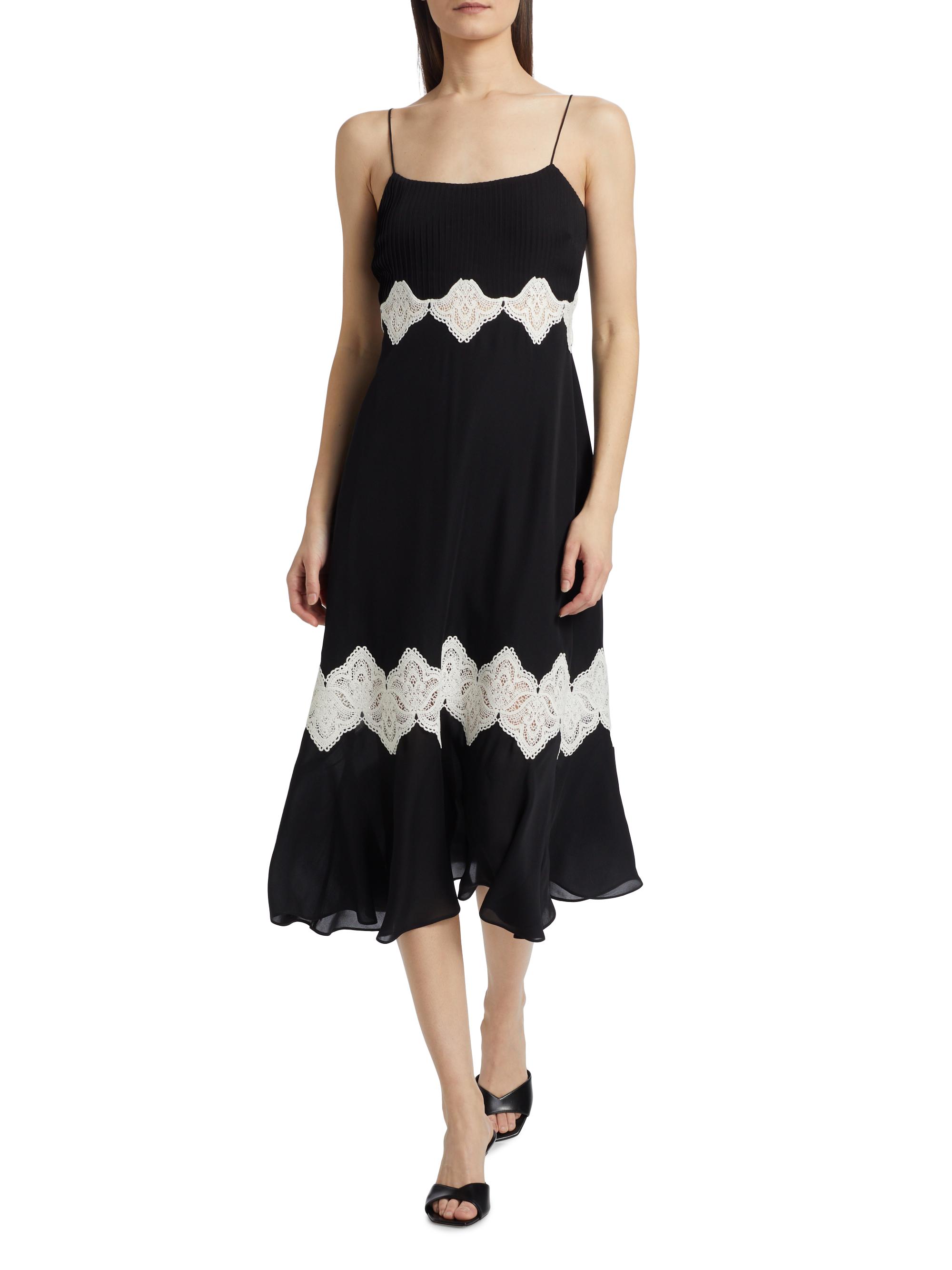 Cami NYC Isadora Silk Lace-Trimmed Midi-Dress | Saks Fifth Avenue