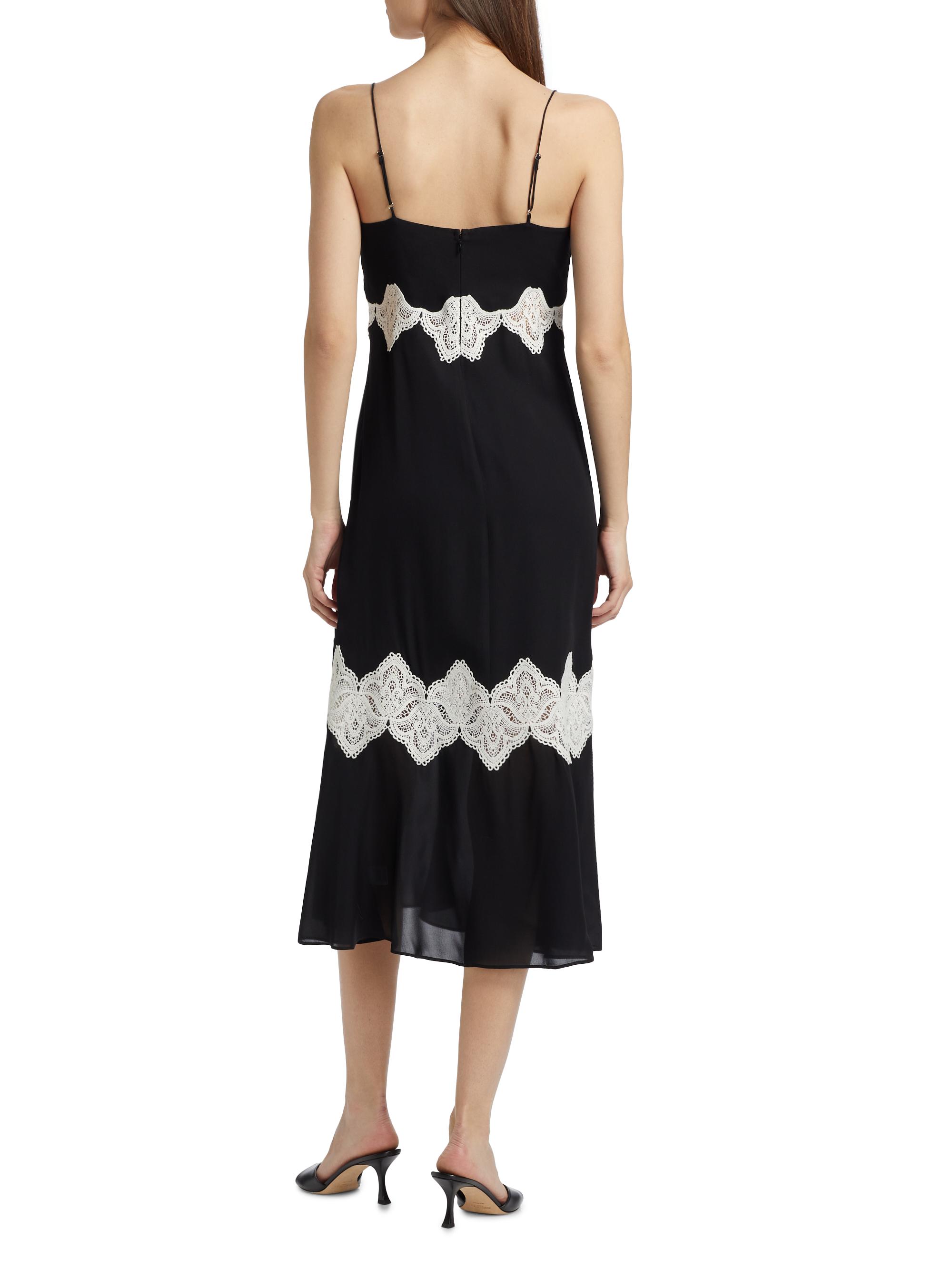 Cami NYC Isadora Silk Lace-Trimmed Midi-Dress | Saks Fifth Avenue