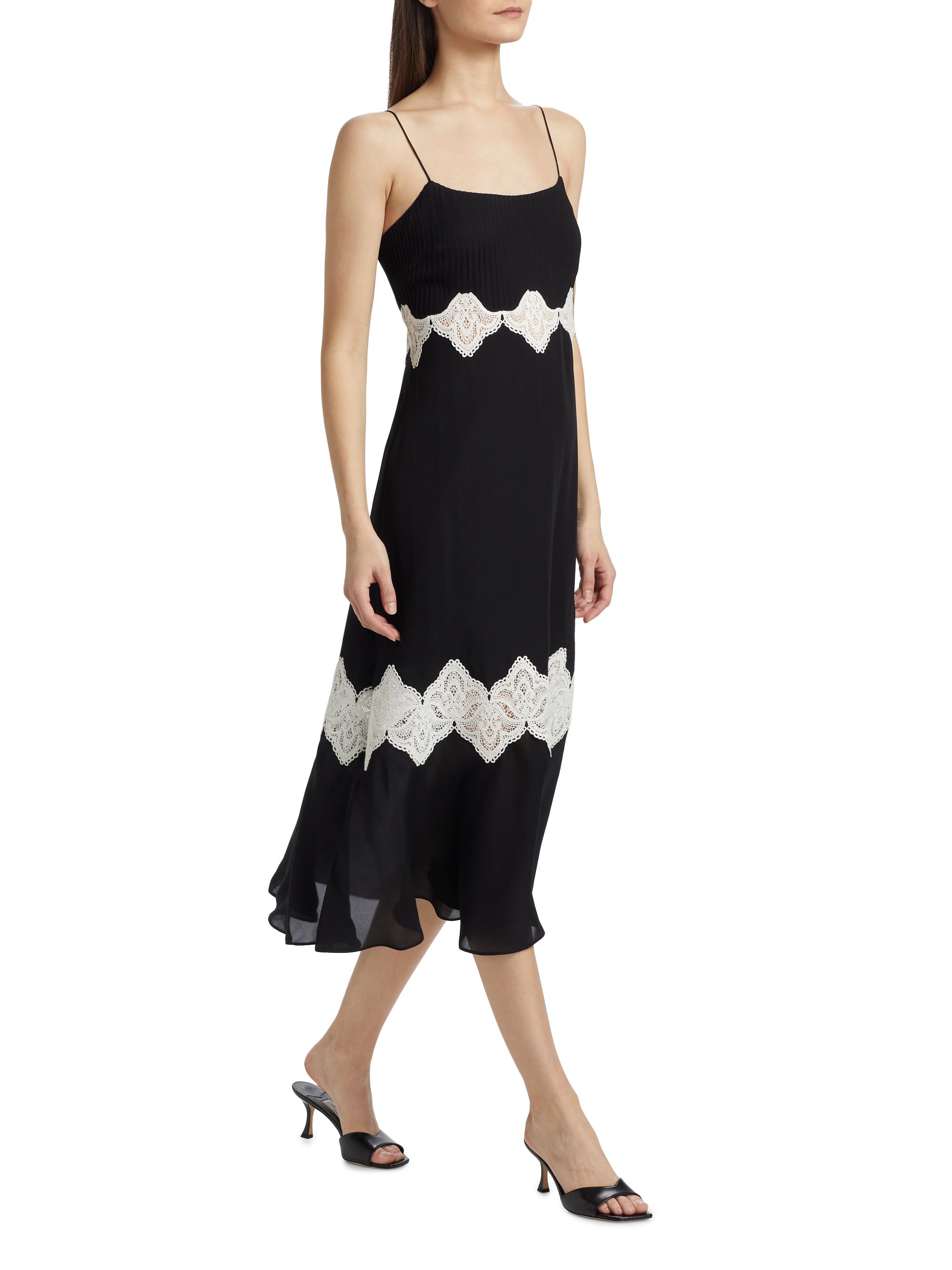 Cami NYC Isadora Silk Lace-Trimmed Midi-Dress | Saks Fifth Avenue