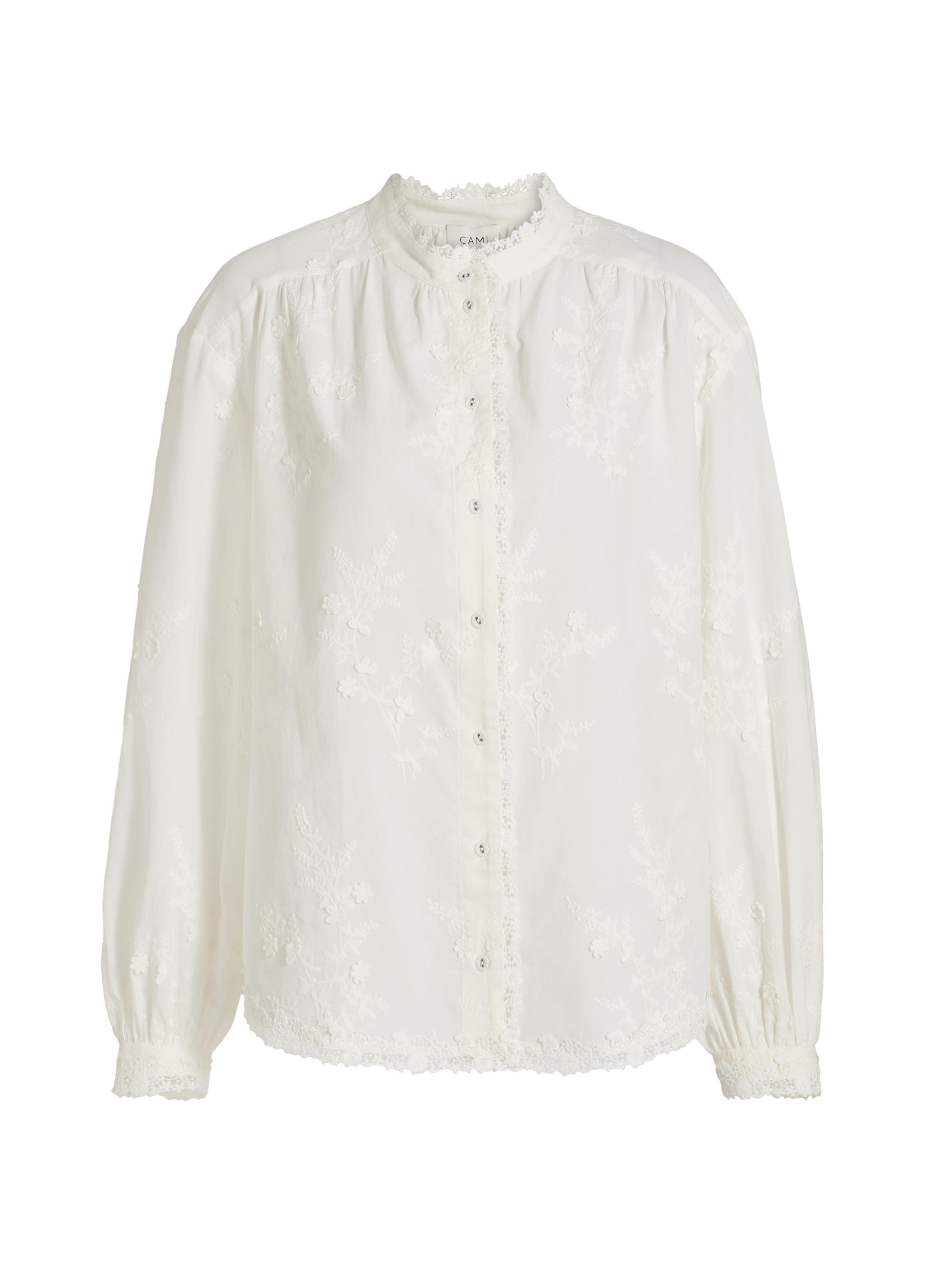 Cami NYC Women's Palmyra Embroidered Cotton Blouse - Macadamia