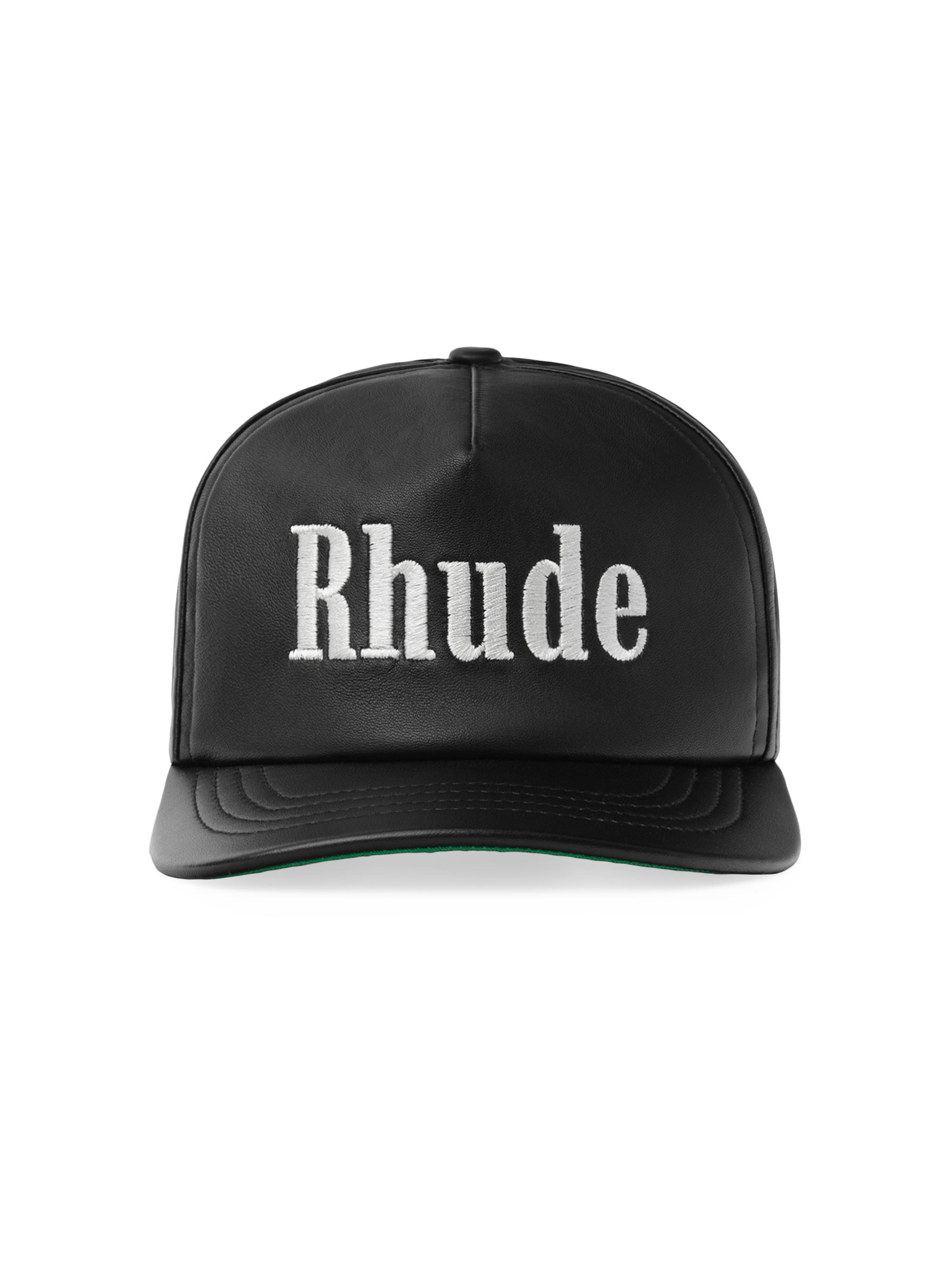 Rhude Men's Logo Leather Hat - Black