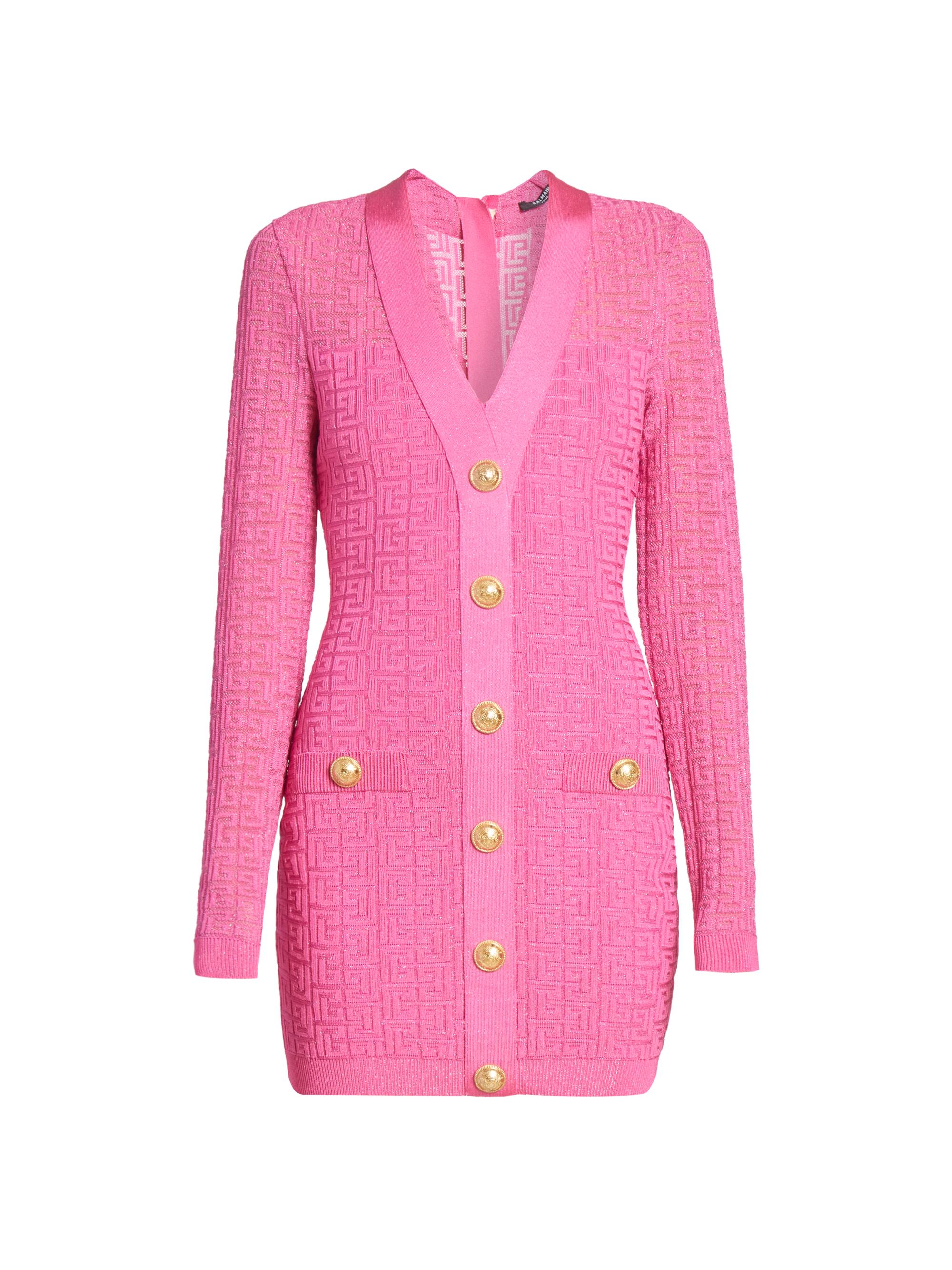 Balmain Women's Logo Knit Bodycon Minidress - Pink Silver