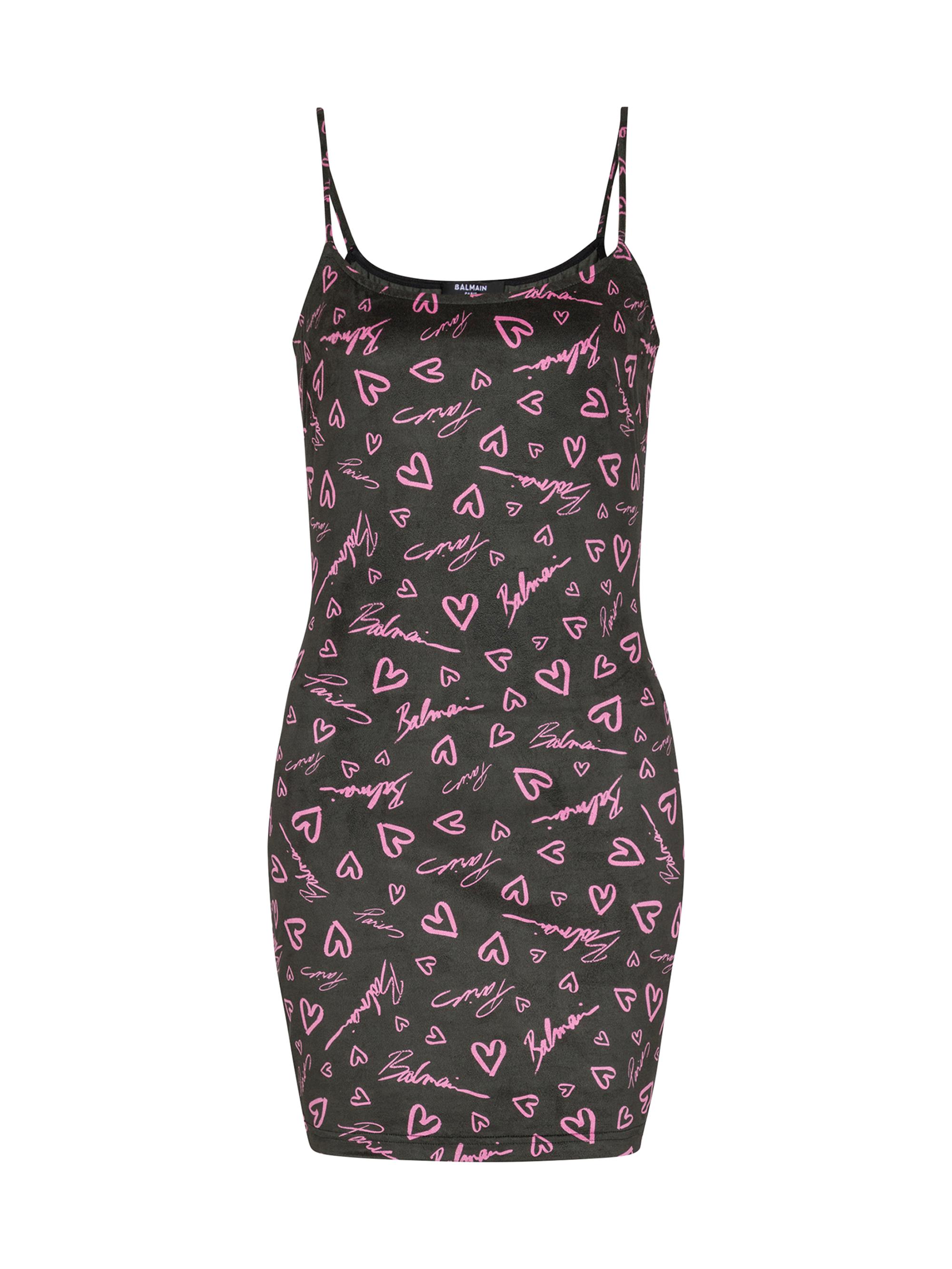 Balmain Women's Heart & Logo Print Minidress - Noir Rose