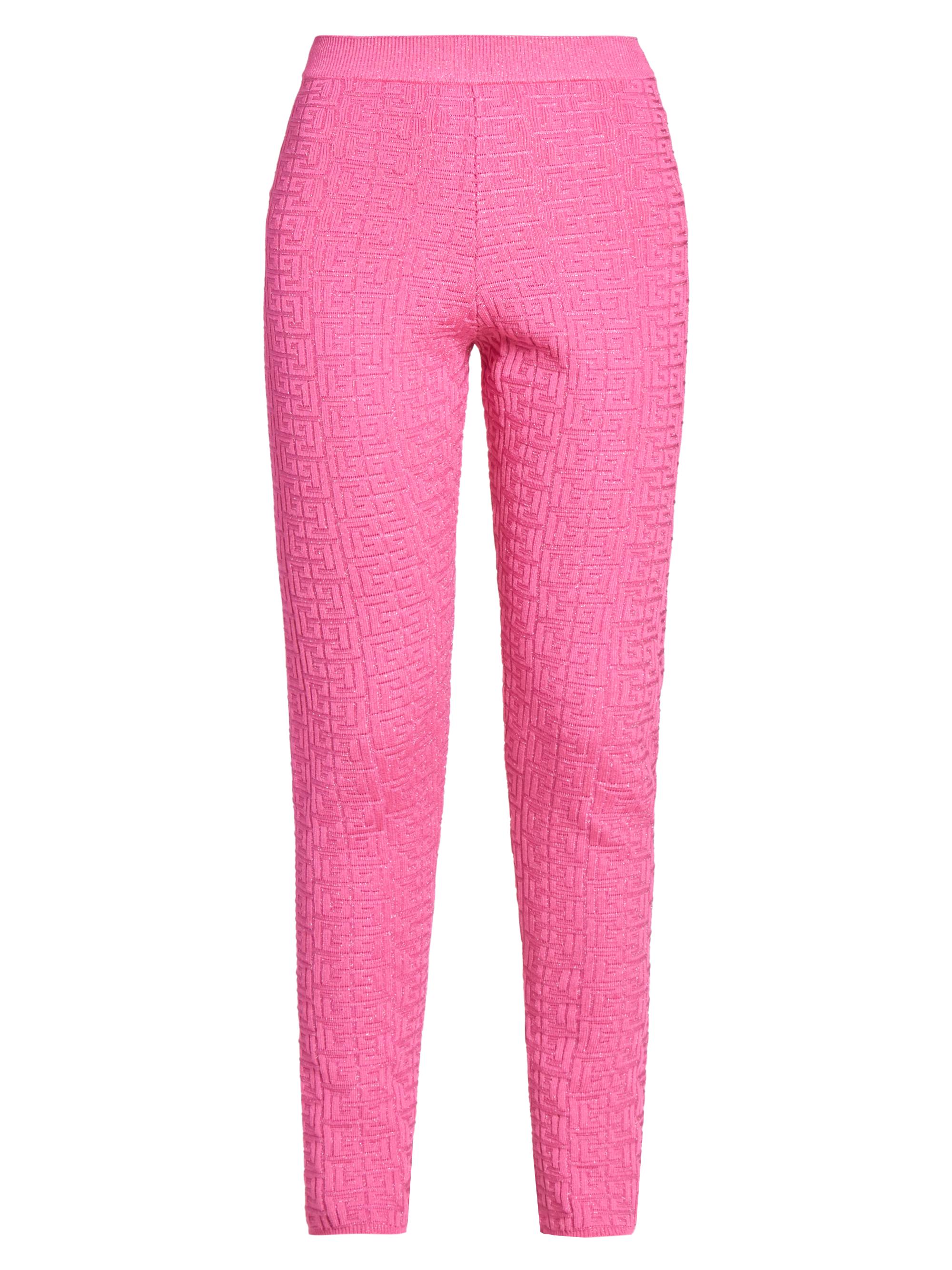 Balmain Women's Logo Knit Leggings - Pink Silver