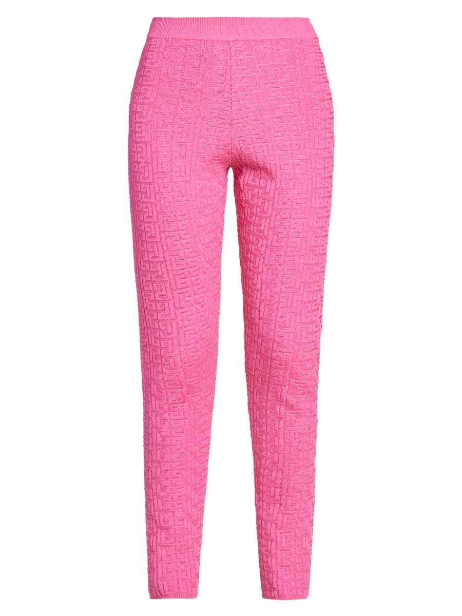 Balmain Women's Logo Knit Leggings In Pink