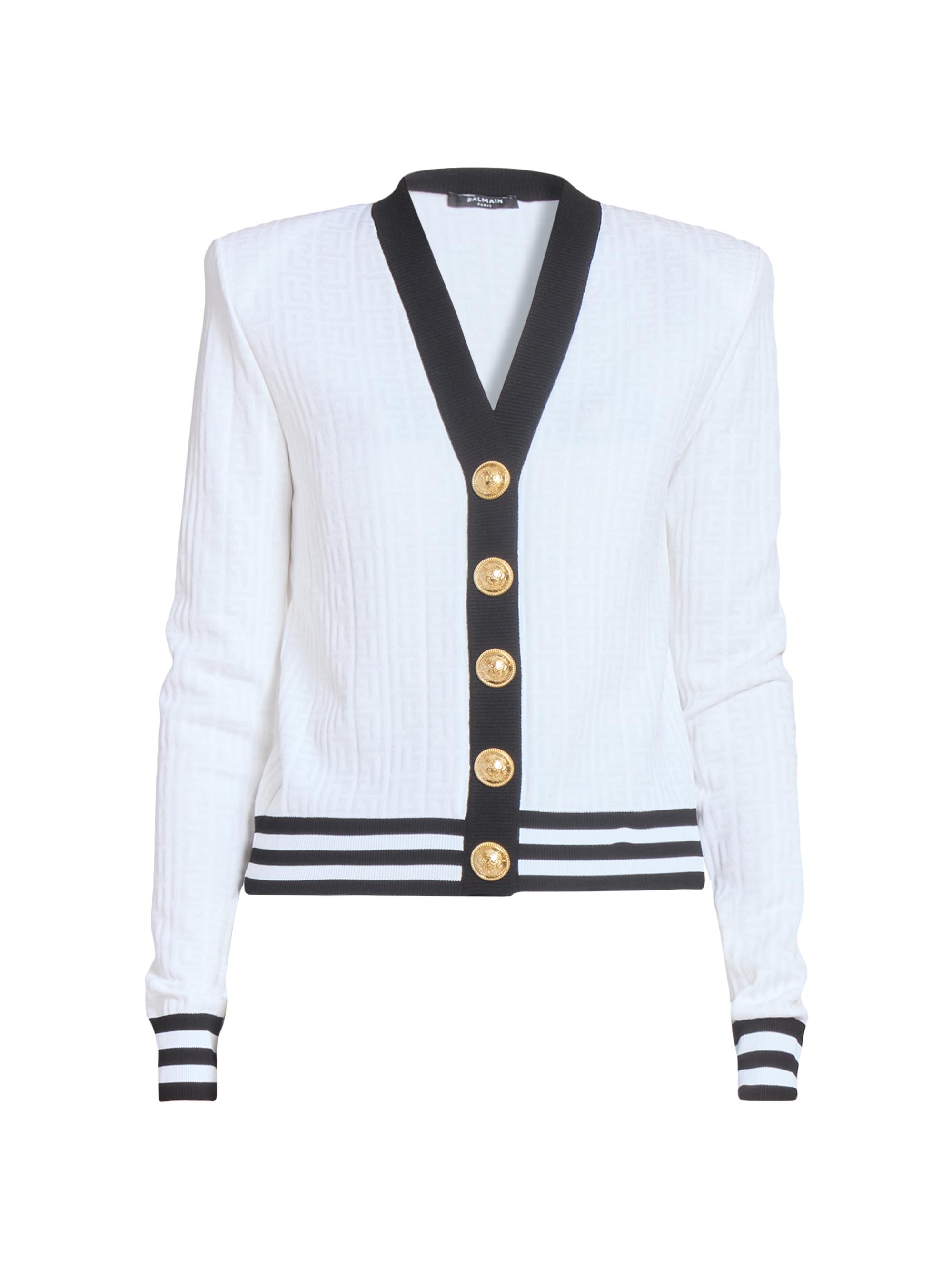 Balmain Trompe L'oeil Denim Button-Front Cardigan | Saks