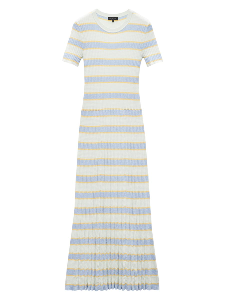 Rag & Bone Women's Eloise Short-sleeve Pleated Sweater Dress In Multi