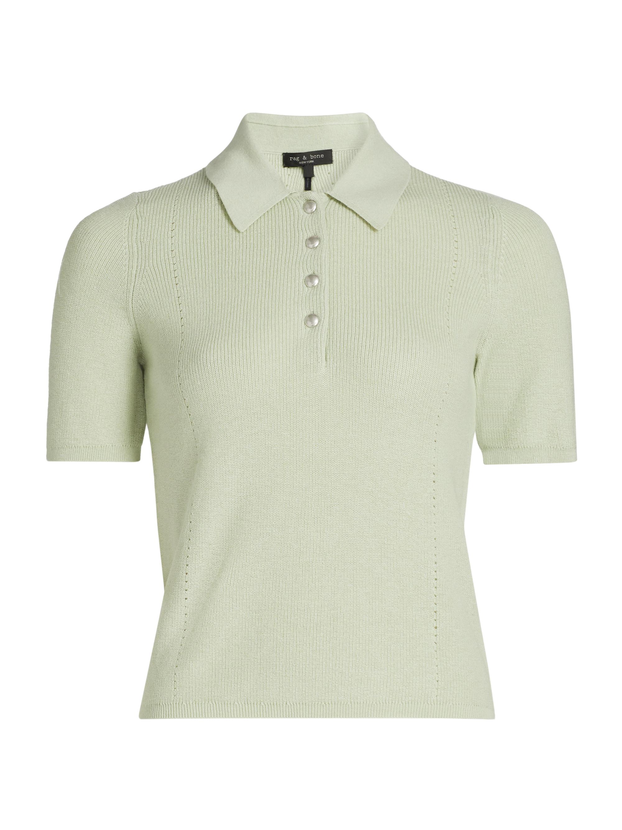 rag & bone Women's Darcey Cotton-Cashmere Polo Top - Green