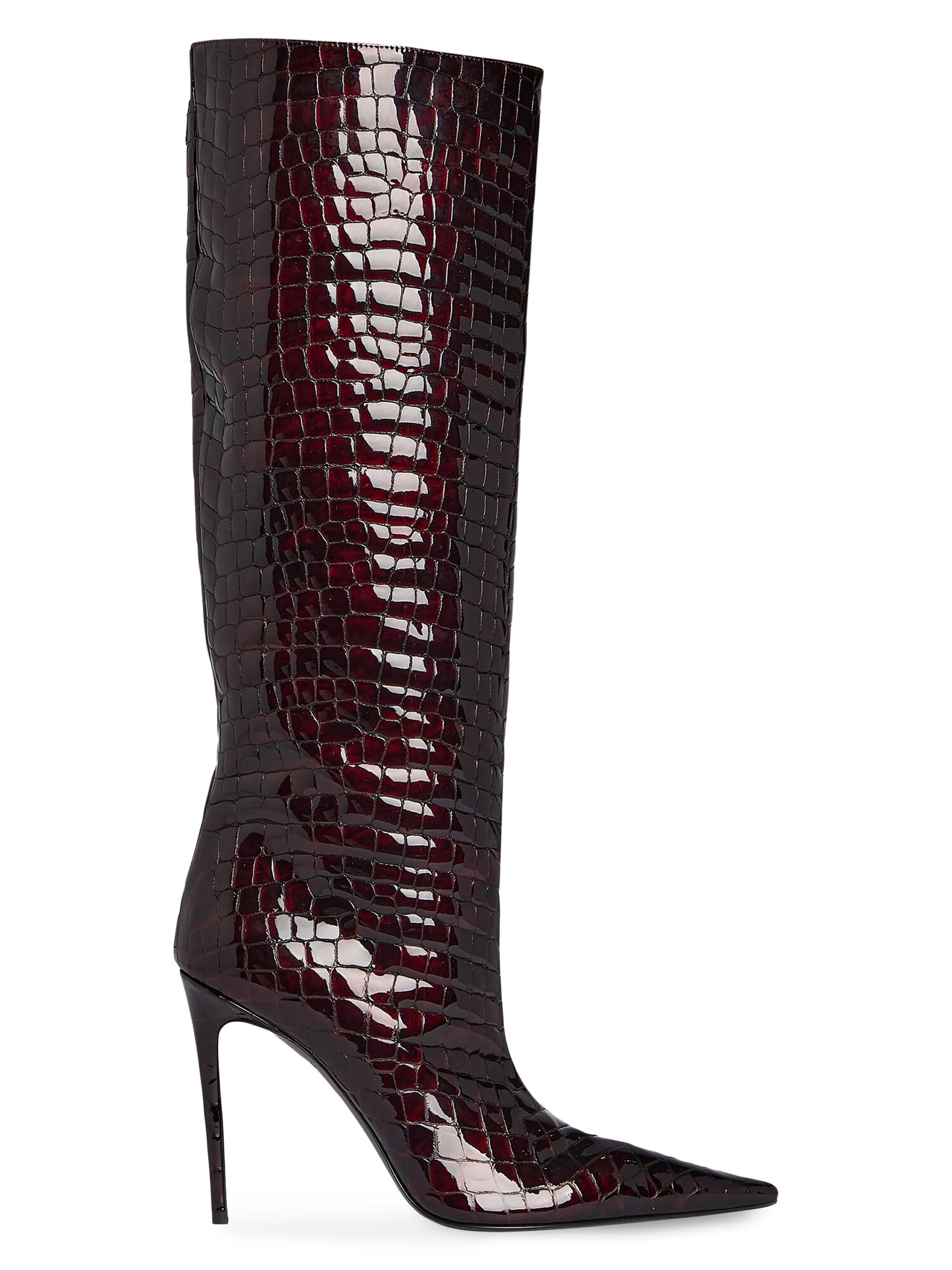 Retrofête Women's Lyra Leather Boots - Burgundy Croco