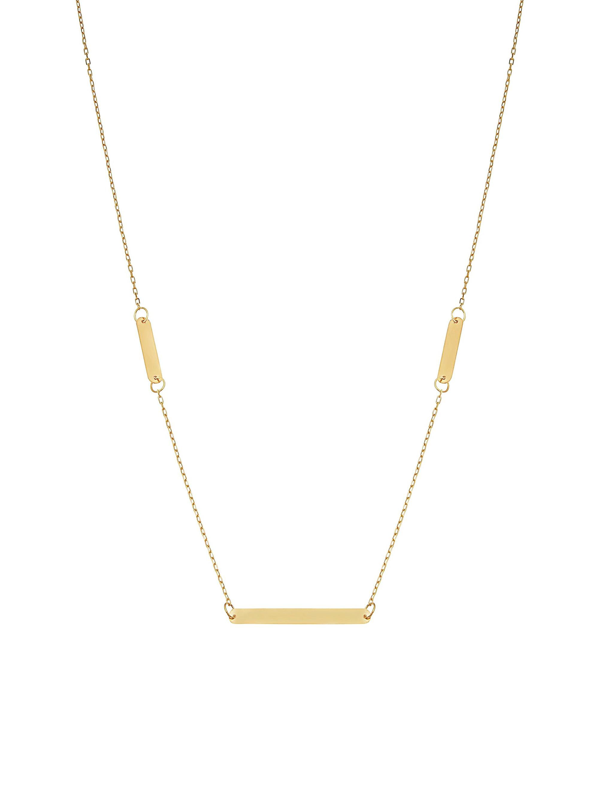Oradina Women's 14K Yellow Gold Brooklyn Bar Station Necklace - Yellow Gold