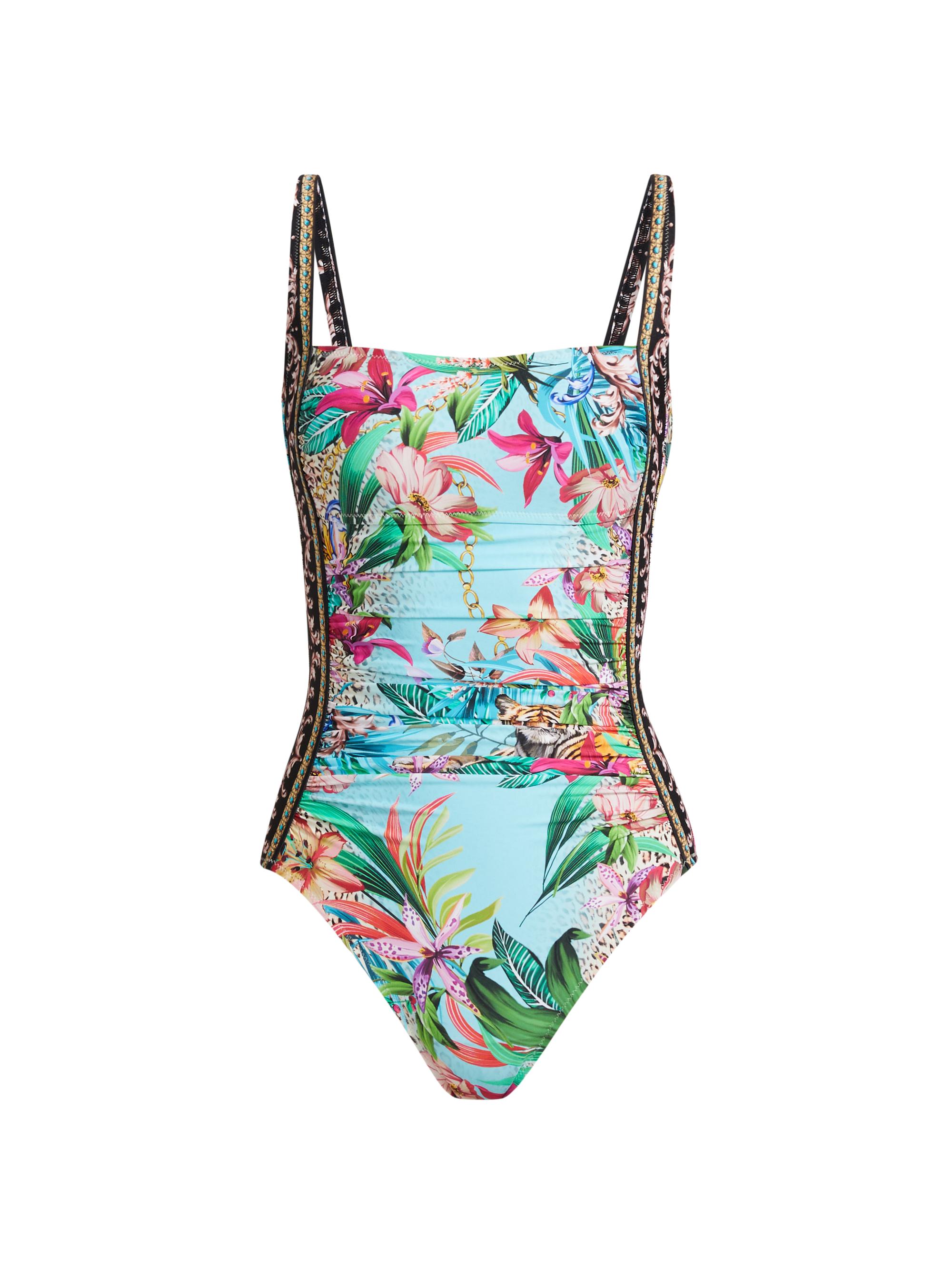 Johnny Was Women's Marilyn Floral Ruched One-Piece Swimsuit - Miller Tigre Scarf Print