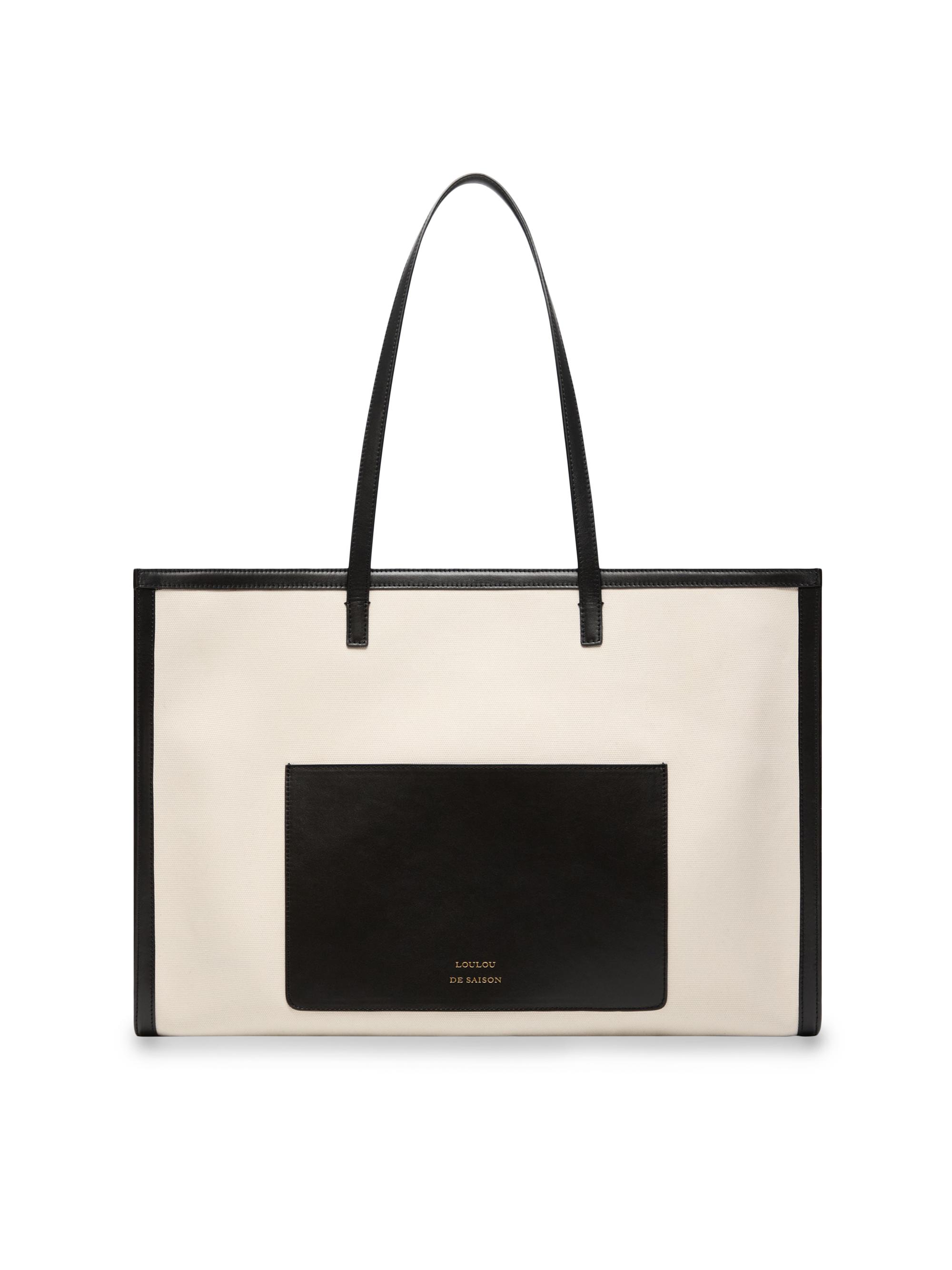 Loulou de Saison Women's Monti  Cotton Tote Bag - Natural Black