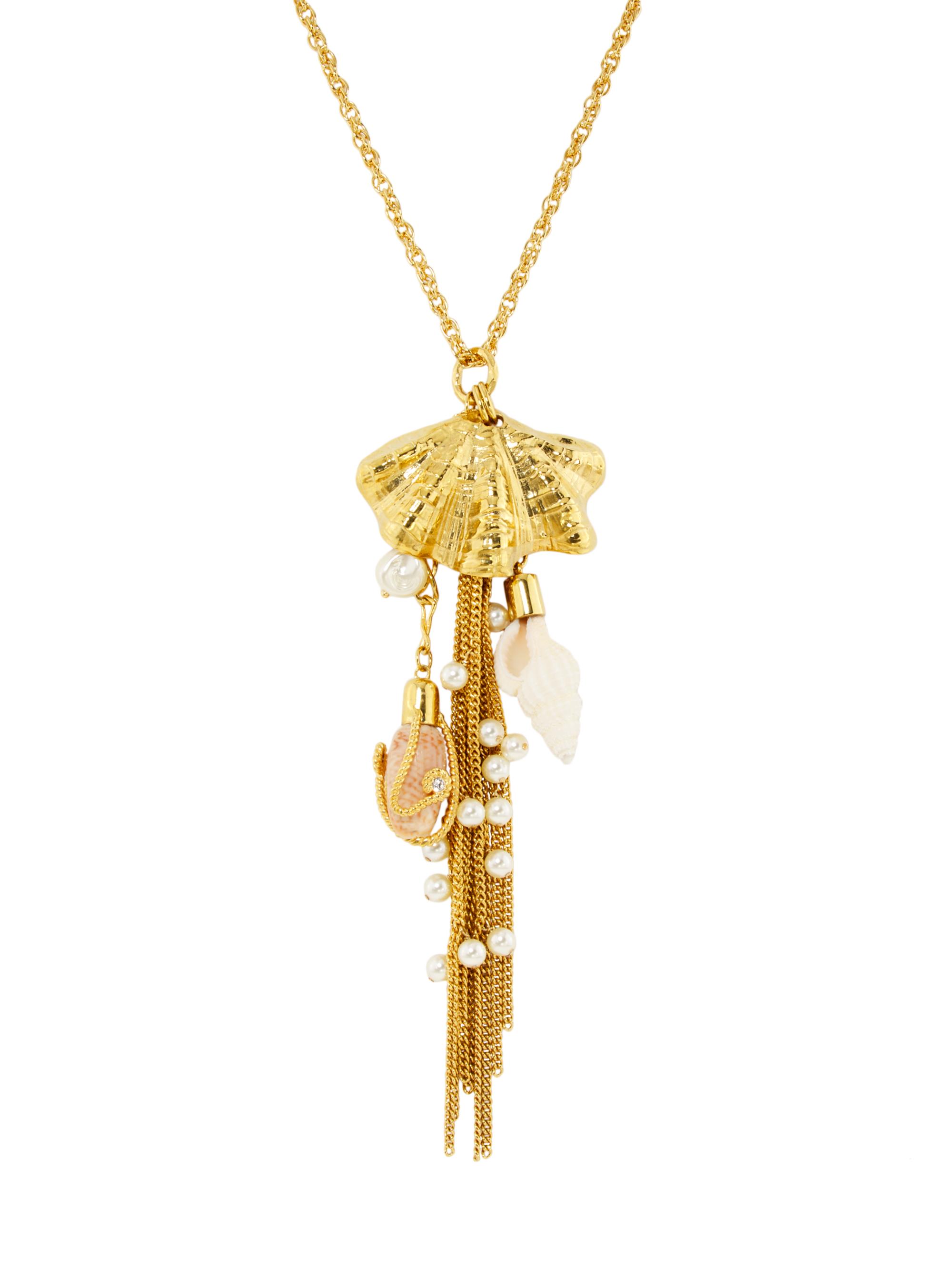 Chloé Women's Goldtone, Imitation Pearl & Seashell Tassel Pendant Necklace - Vintage Gold