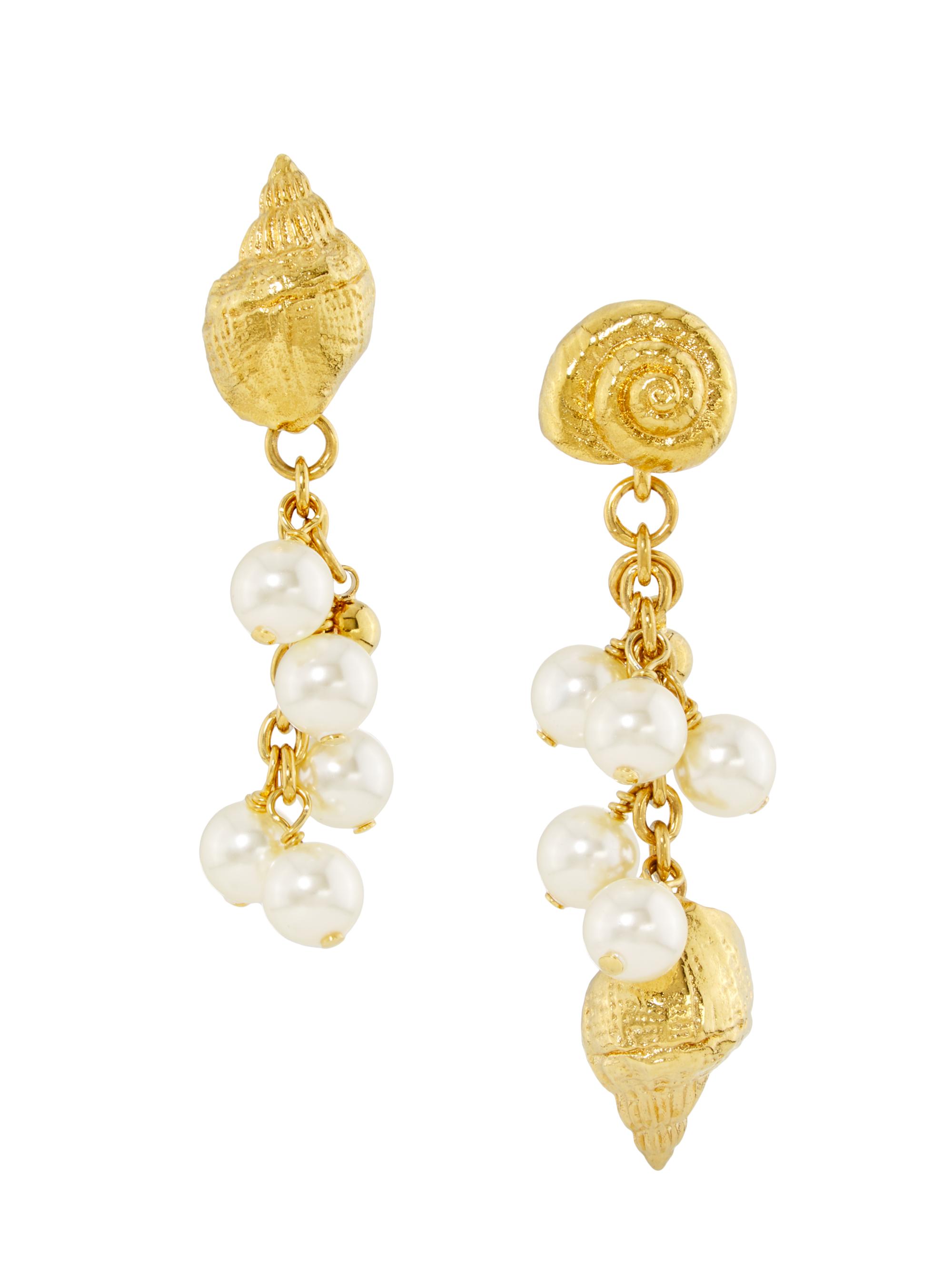 Chloé Women's Goldtone & Imitation Pearl Mismatched Seashell Drop Earrings - Vintage Gold