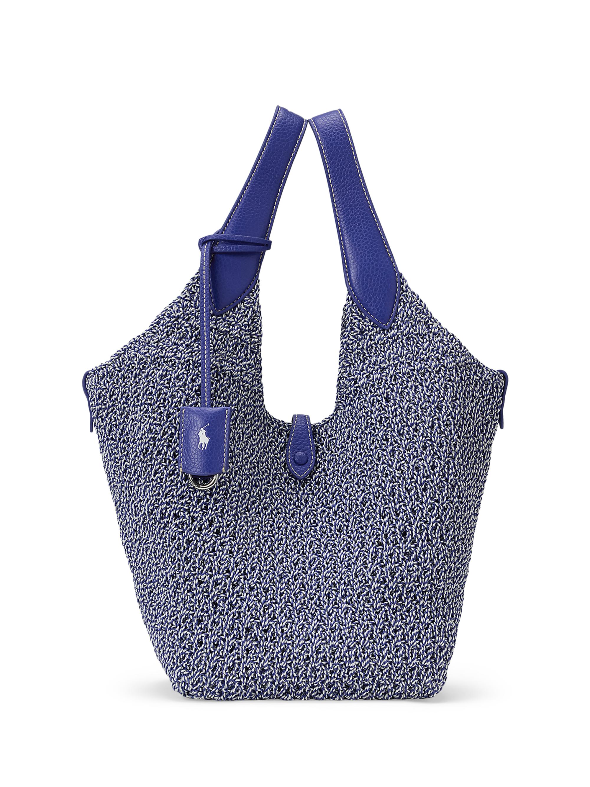 Polo Ralph Lauren Women's Crocheted Cotton & Leather Tote Bag - Blue Optic White
