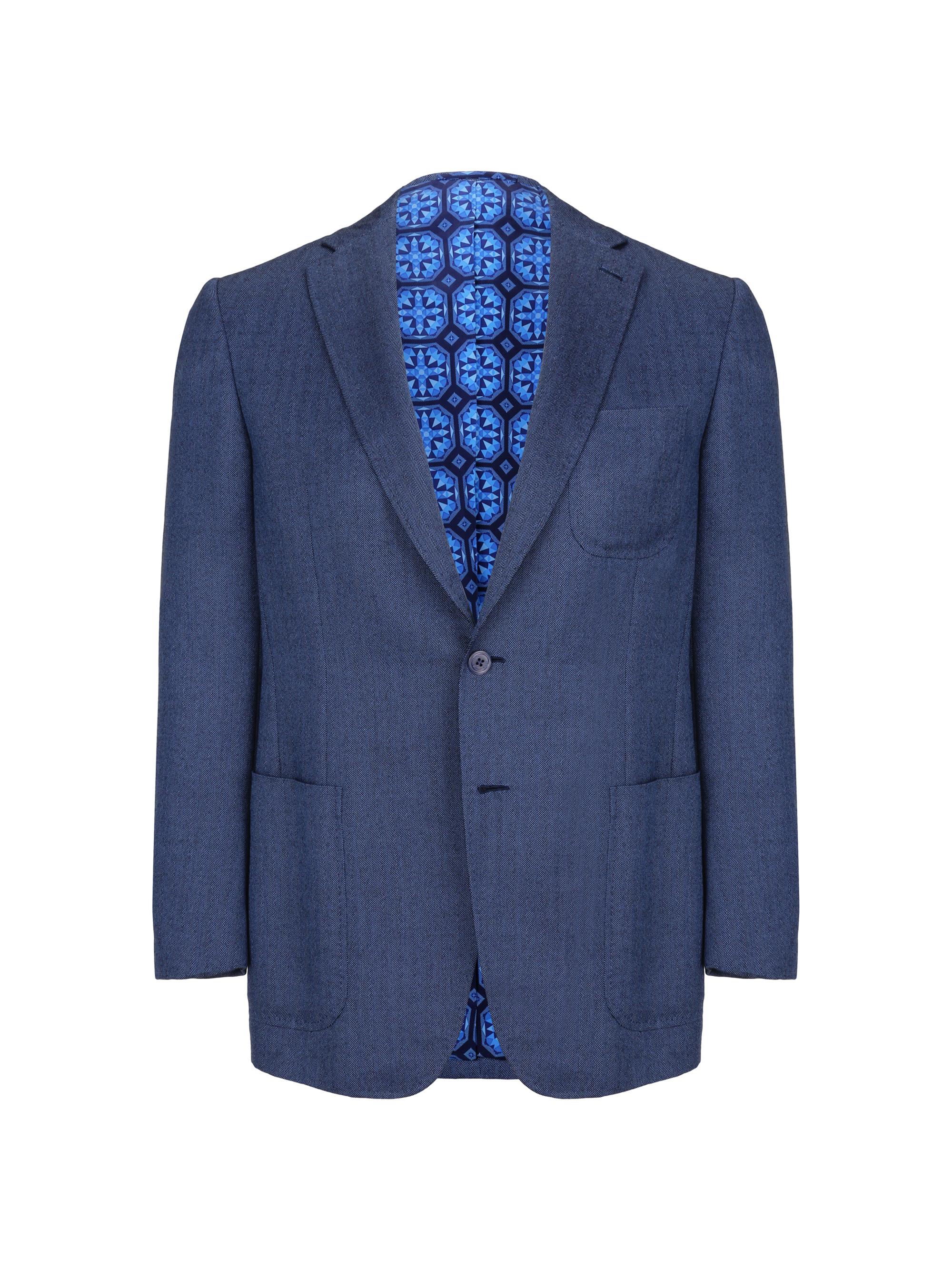 Stefano Ricci Men's Woven Jacket with 2 Buttons - Blue