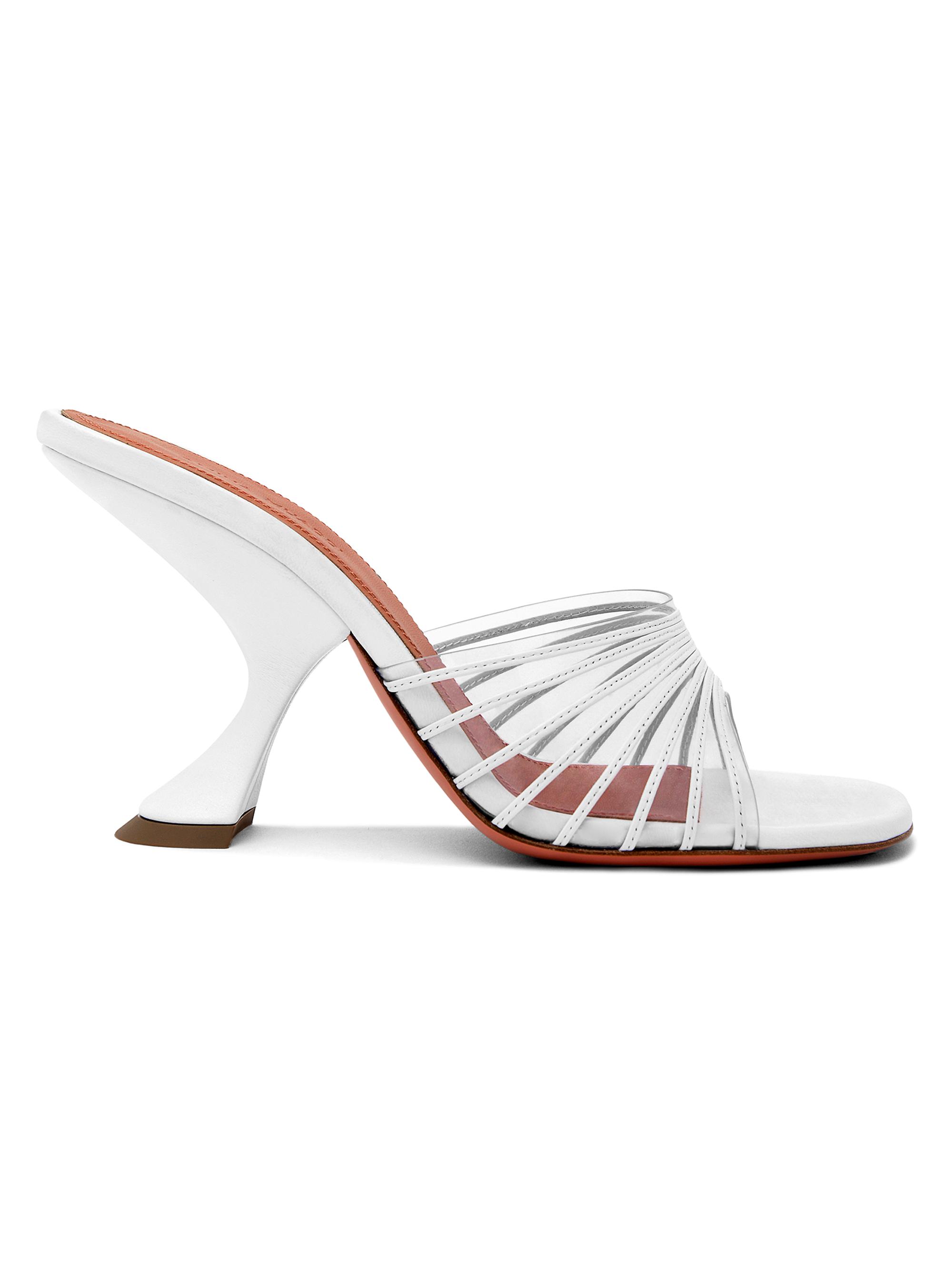 Amina Muaddi Women's Taylor 90MM PVC & Leather Mules - Nappa White Pvc Transparent
