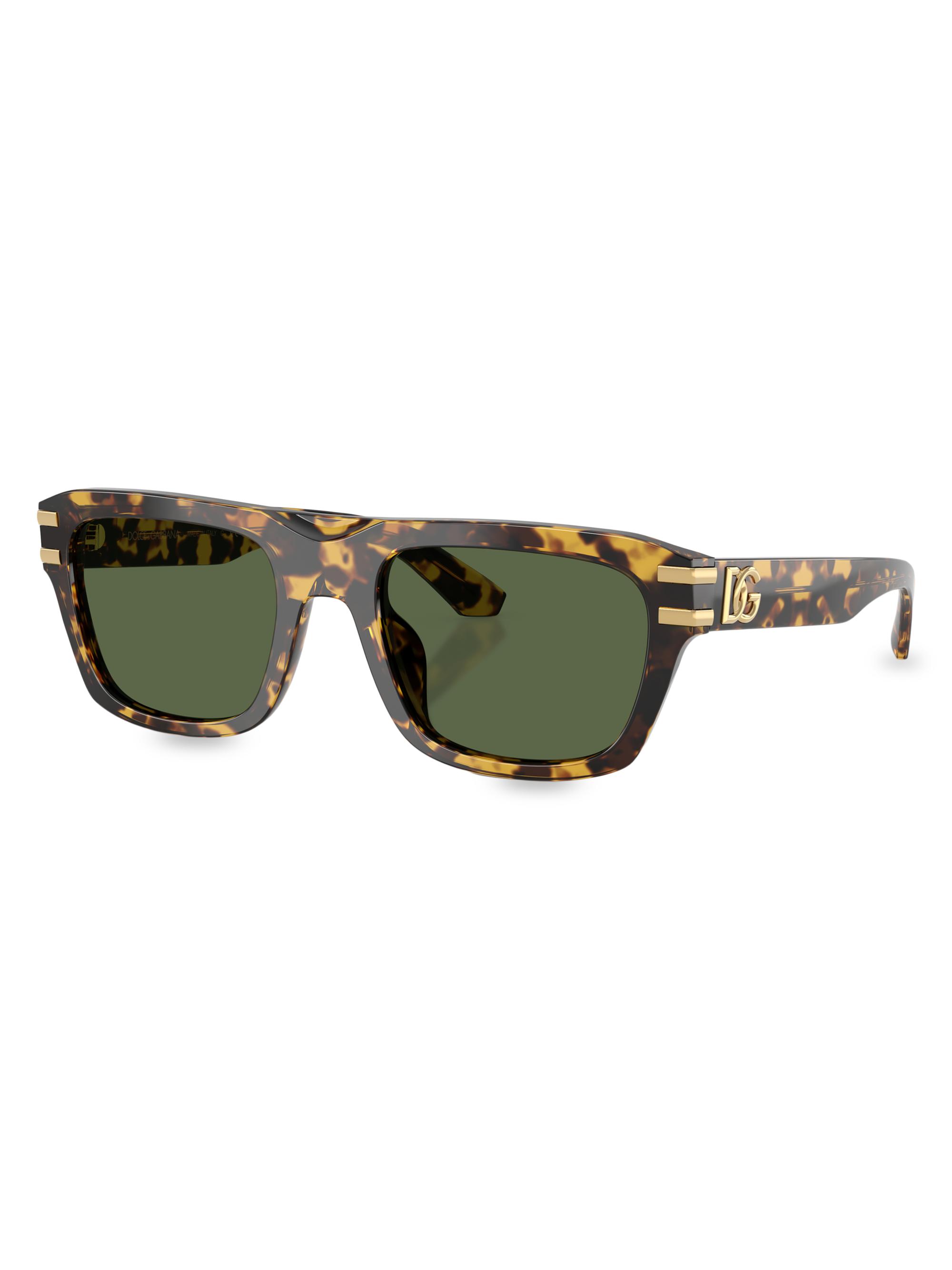 Dolce & Gabbana Men's 54MM Rectangular Sunglasses - Yellow Havana Green