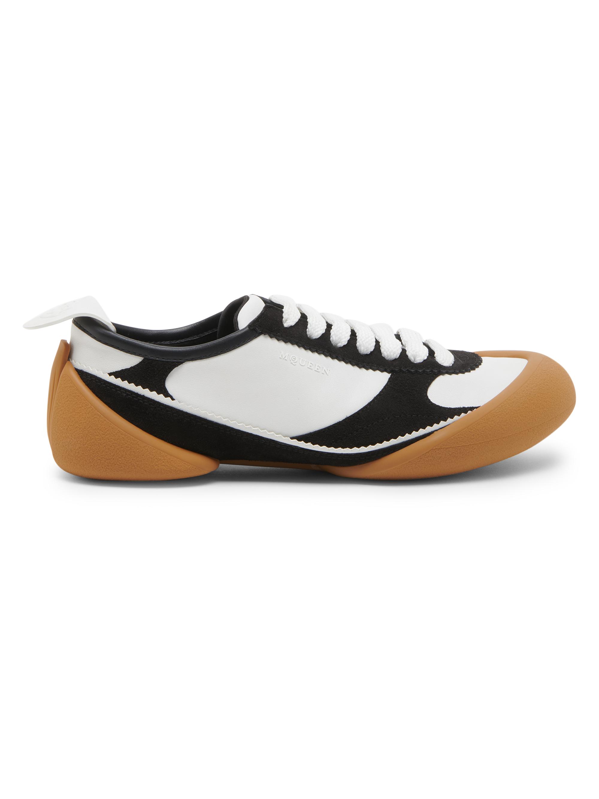 McQueen Women's Colorblocked Suede Training Sneakers - White Black