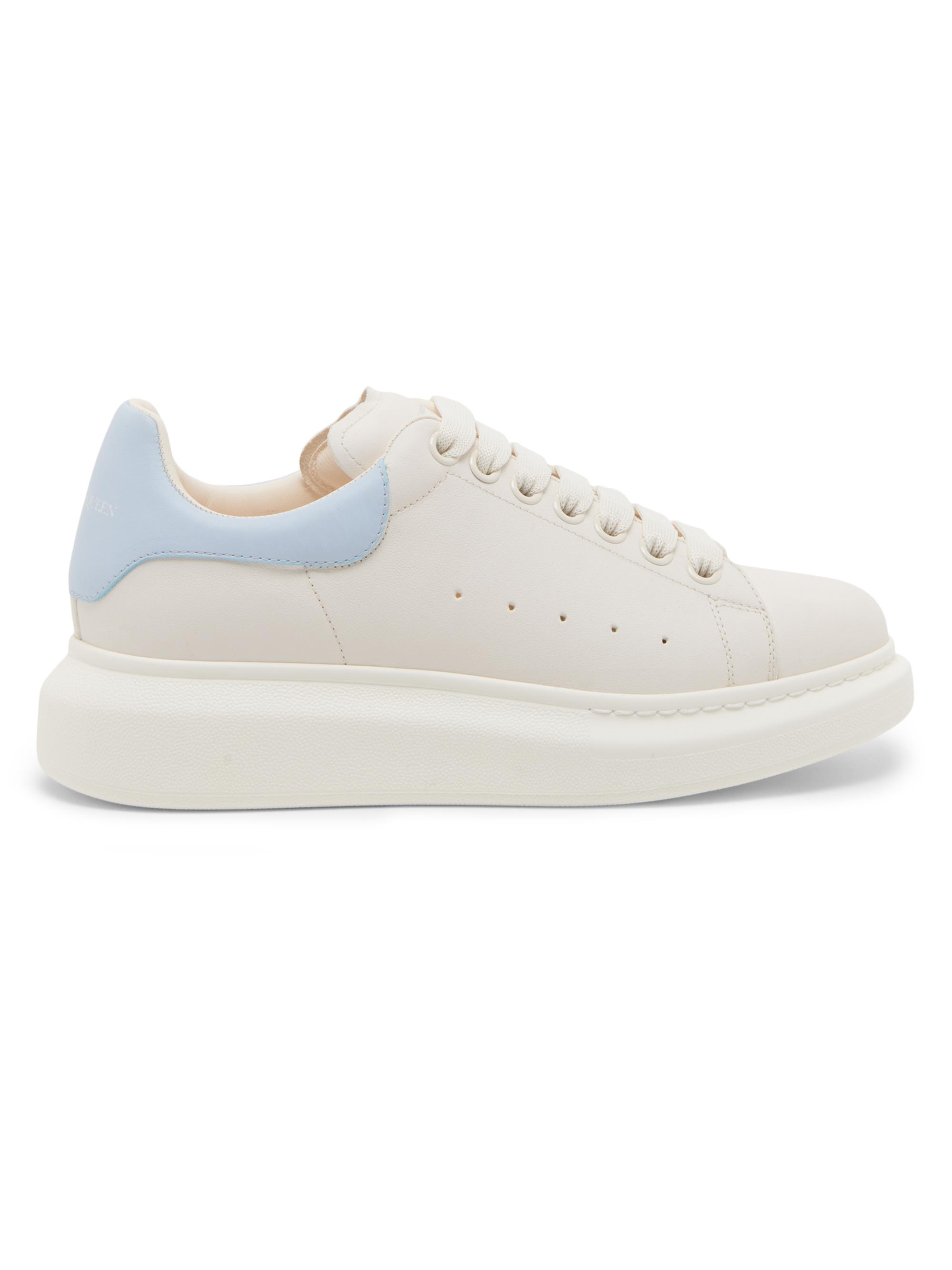 McQueen Women's Leather Low-Top Sneakers - Off White Blue
