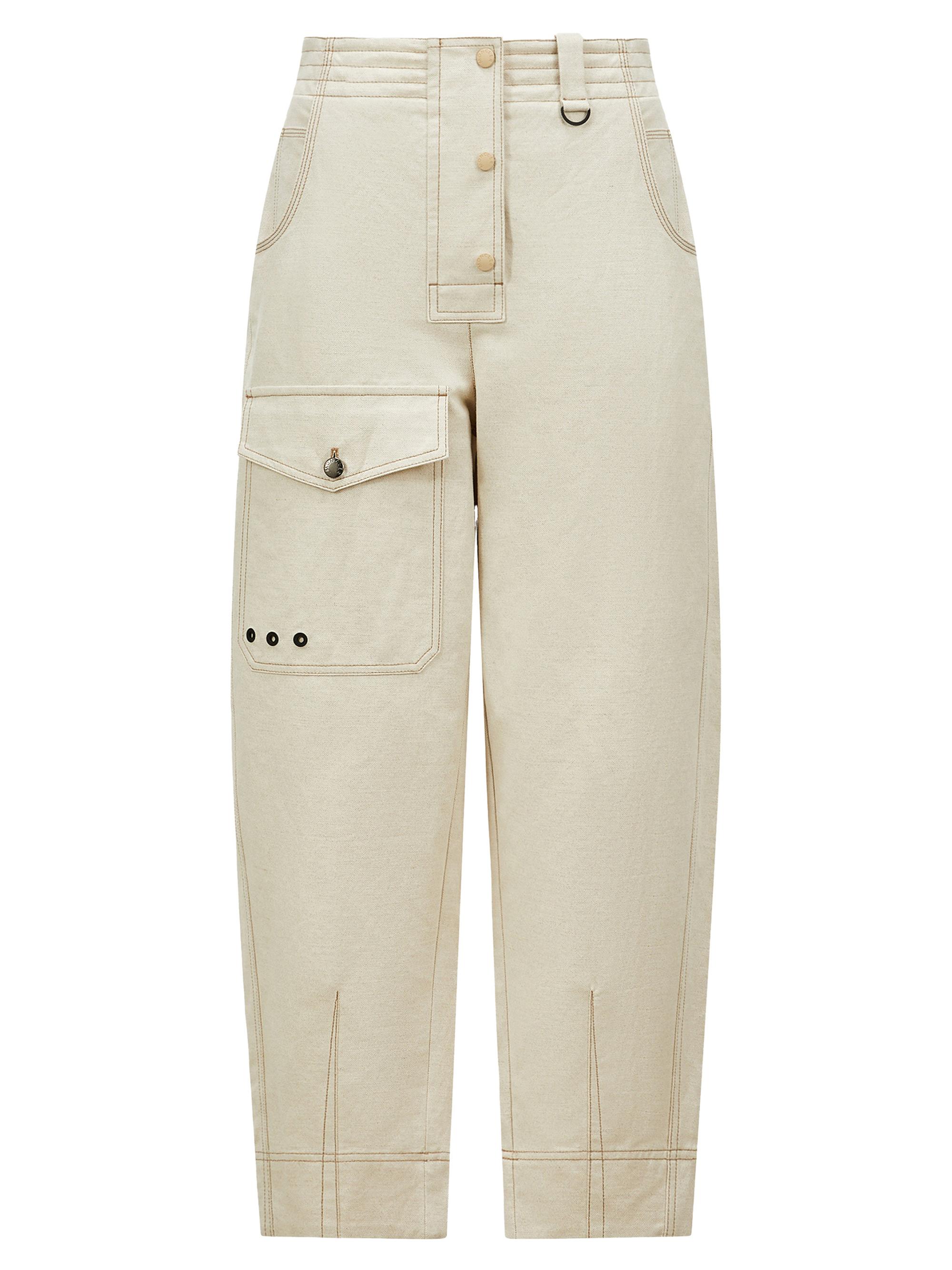 Moncler Grenoble Women's Pants in Cotton and Linen - Light Beige