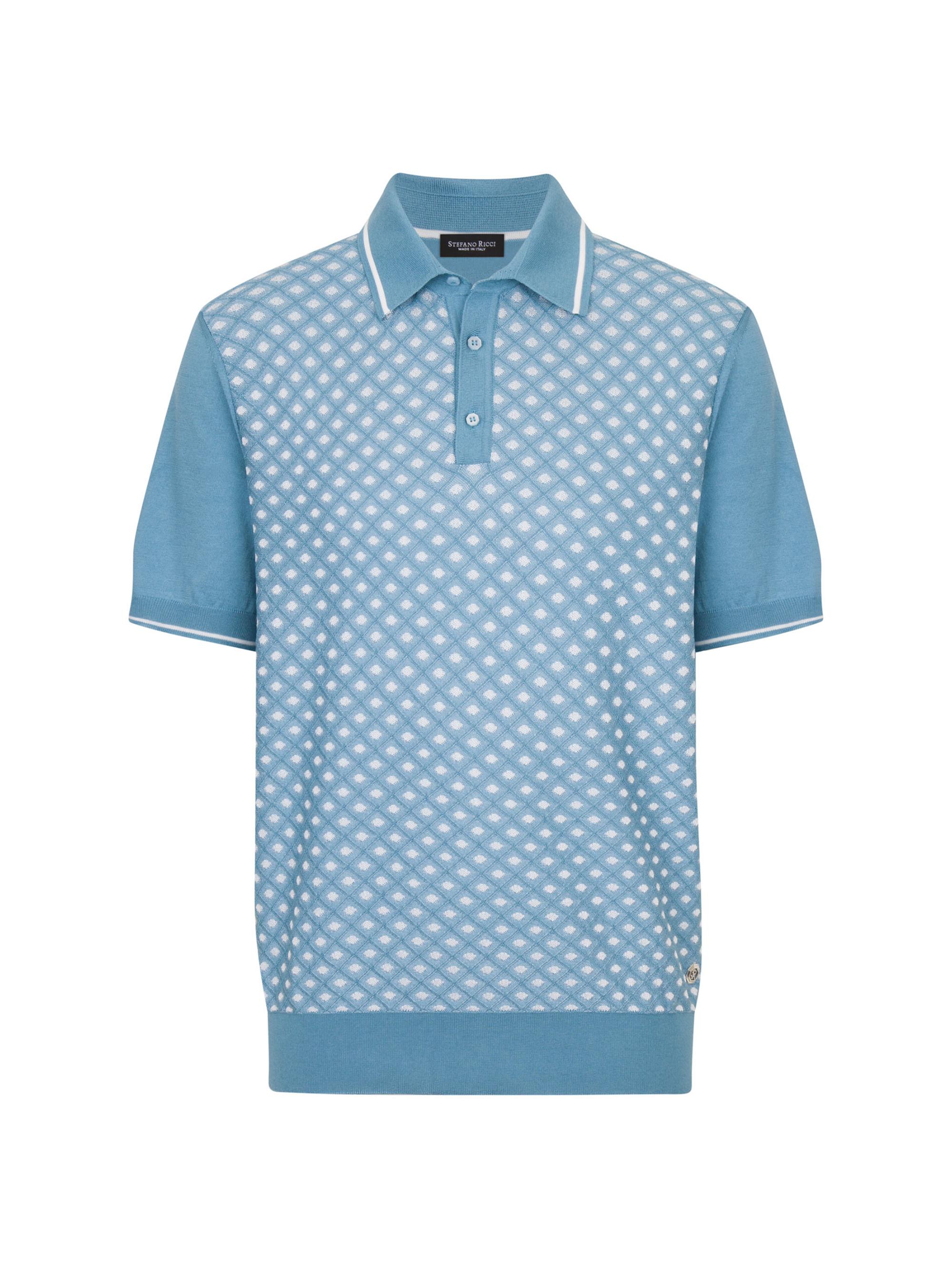 Stefano Ricci Men's Silk-Blend Knit Polo Shirt - Blue