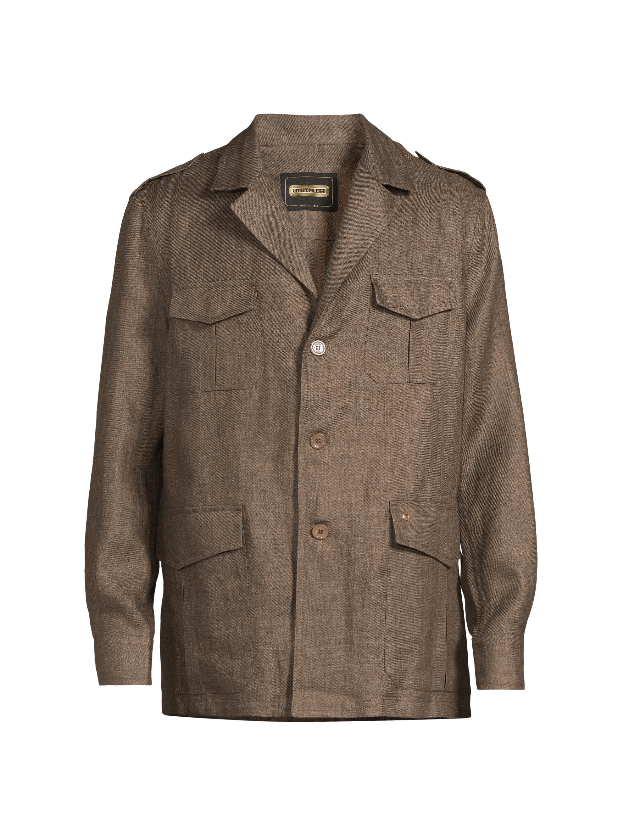 Stefano Ricci Men's Linen Shirt Jacket - Brown