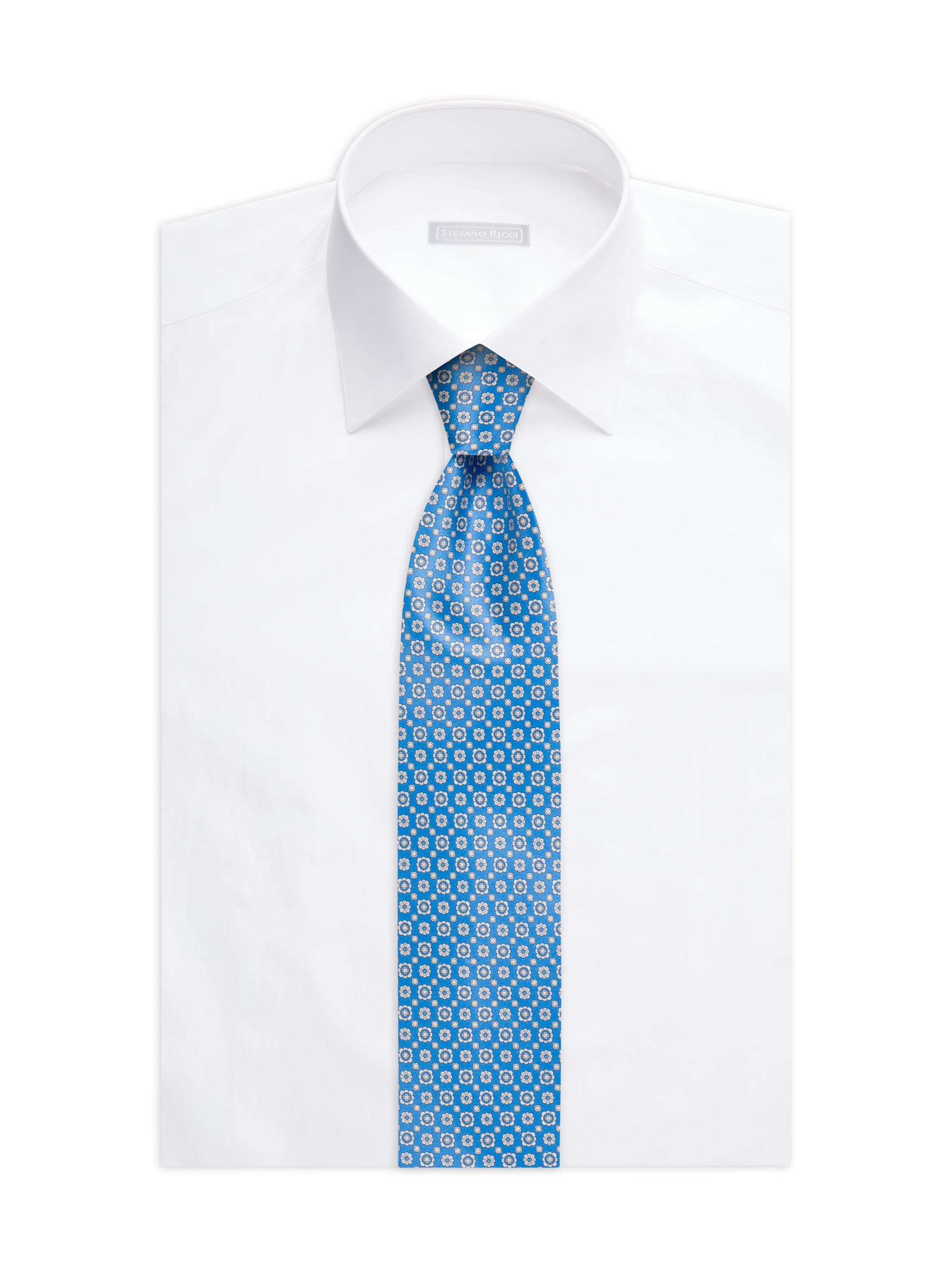 Stefano Ricci Men's Geometric Floral Silk Tie - Light Blue