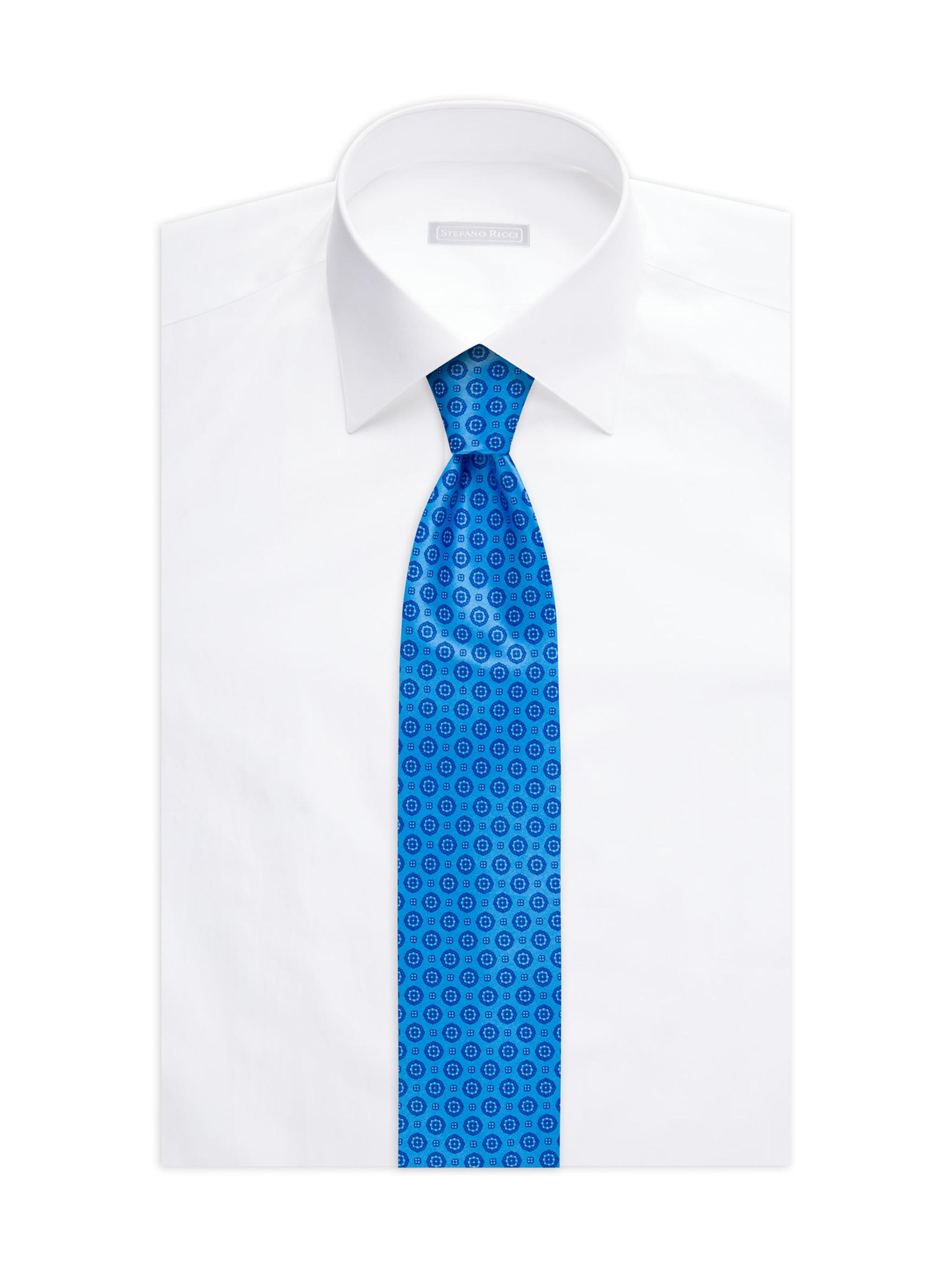 Stefano Ricci Men's Contrast Geometric Silk Tie - Bright Blue