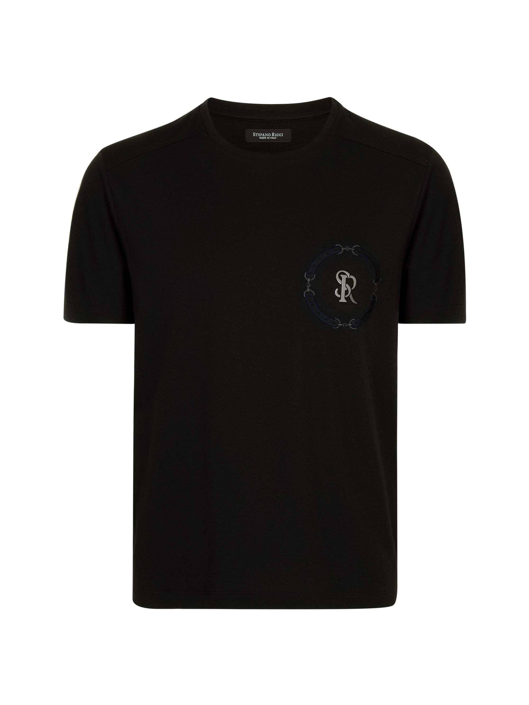 Stefano Ricci Men's Cotton-Blend Logo T-Shirt - Black