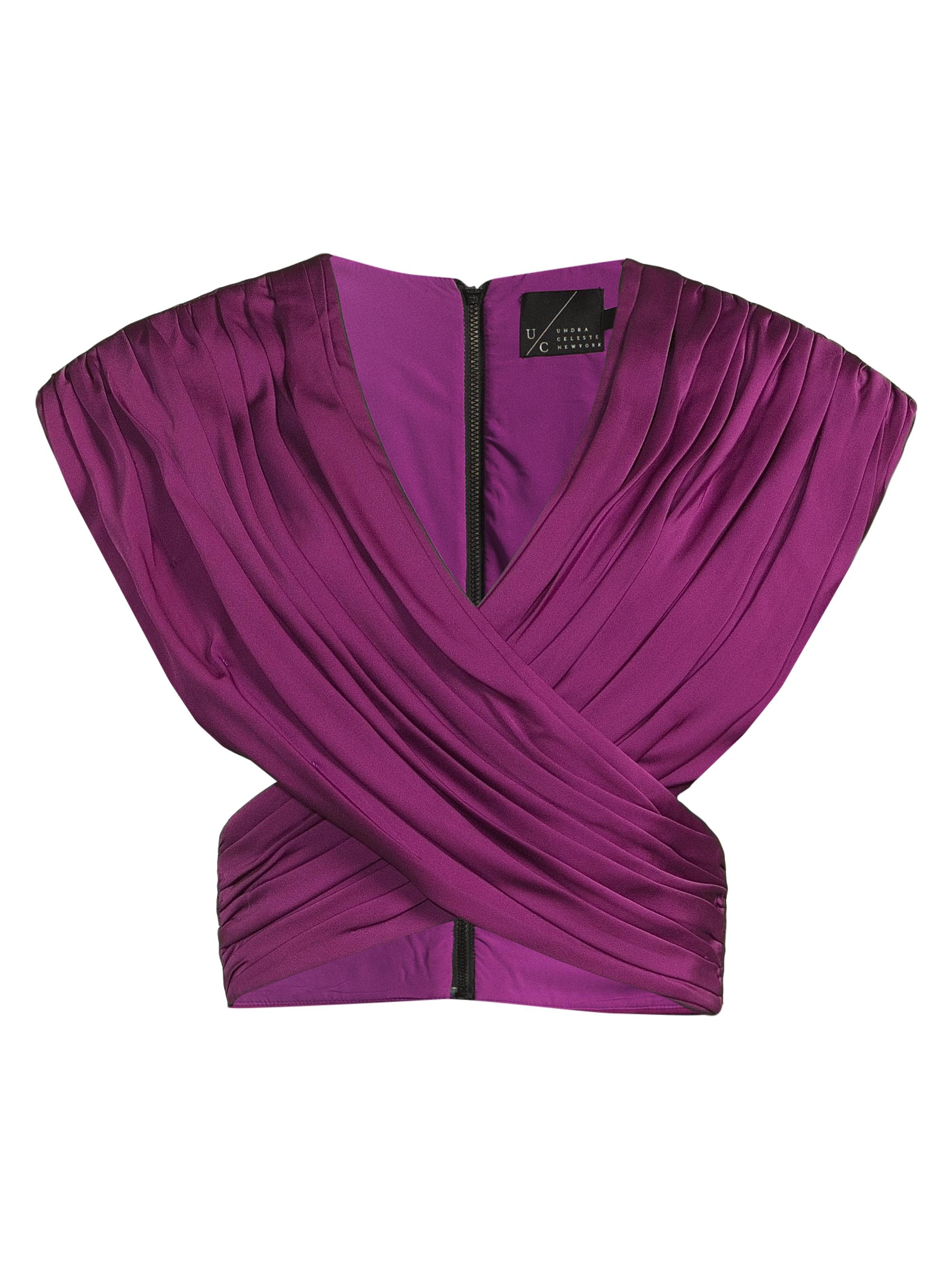 Undra Celeste Women's Everyday Tropics Crossover Ruched Top - Rich Berry