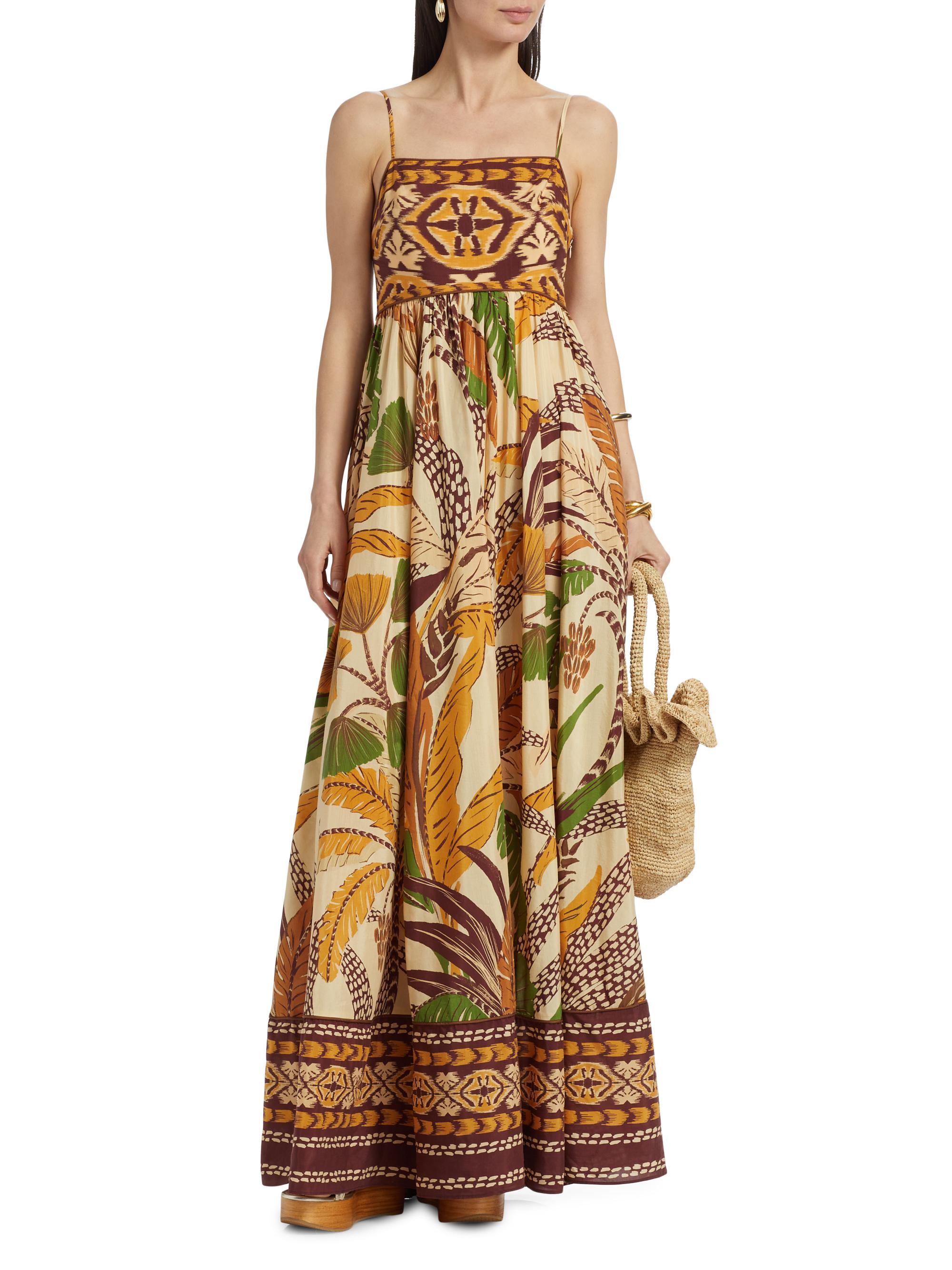 Farm Rio Foliage Sketch Cotton-Blend Maxi Dress | Saks Fifth Avenue