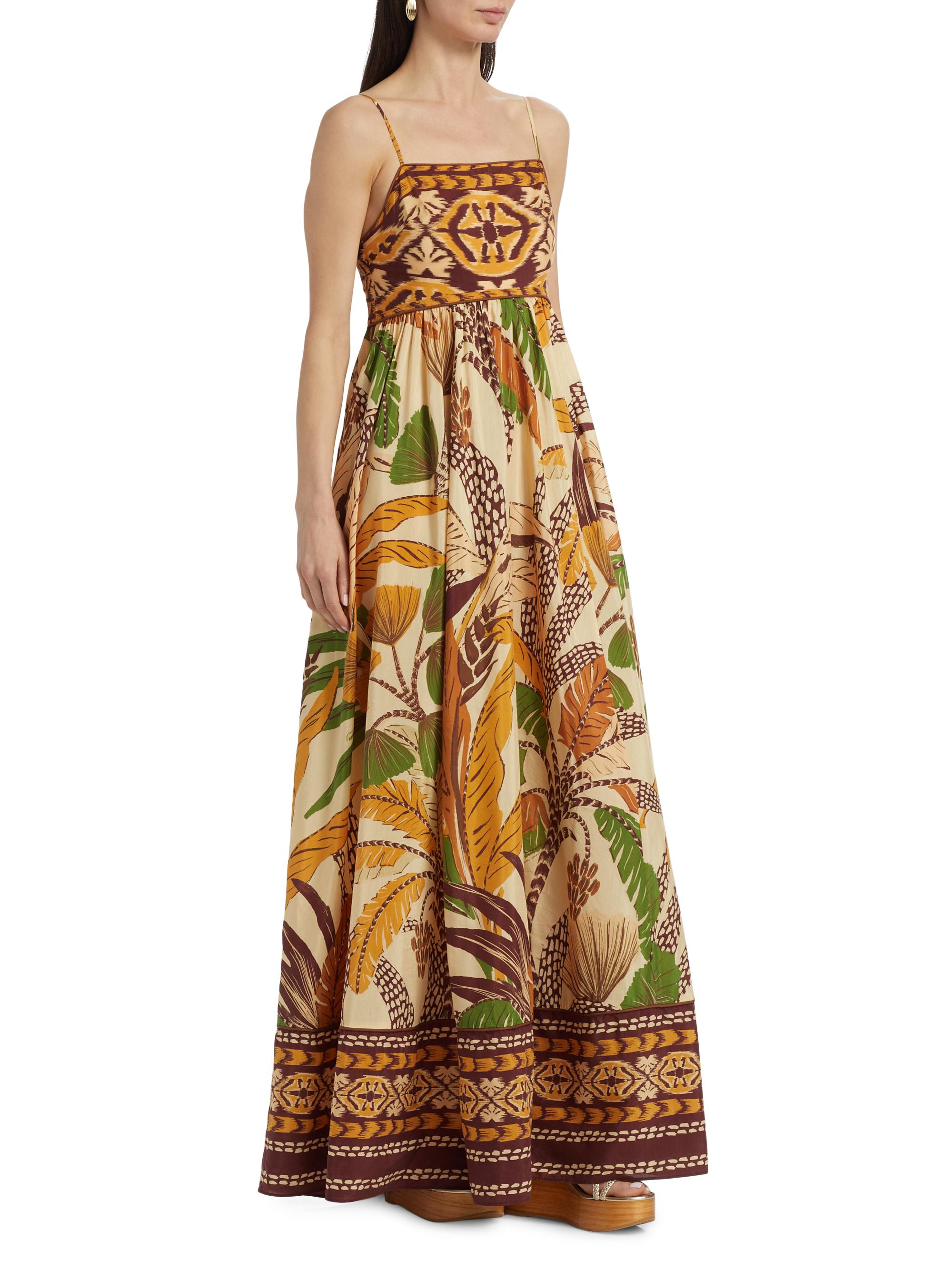 green foliage sketch sleeveless maxi dress Foliage Sketch Green V Neck Maxi Dress – FARM Rio main image 1