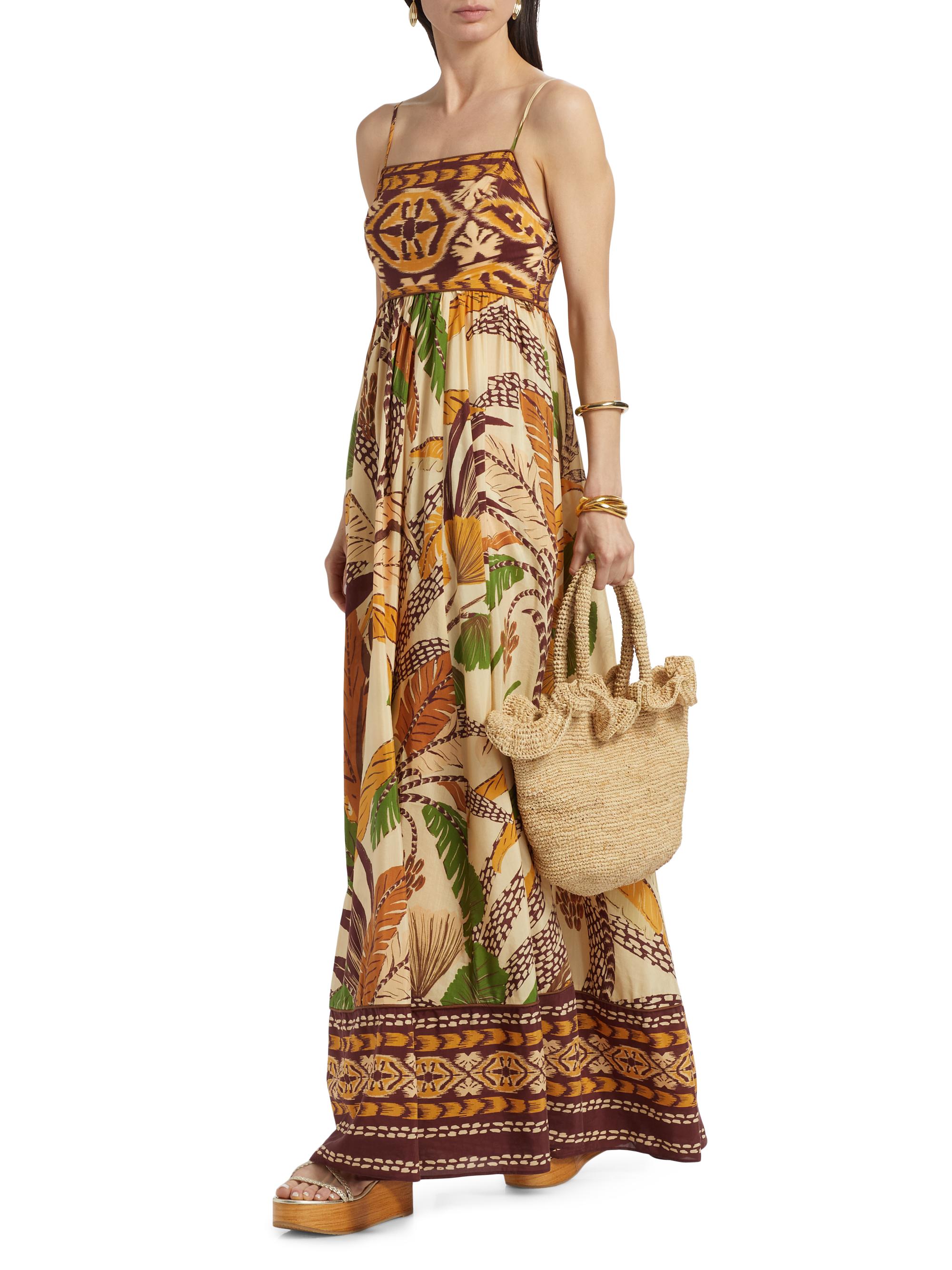 Farm Rio Foliage Sketch Cotton-Blend Maxi Dress | Saks Fifth Avenue