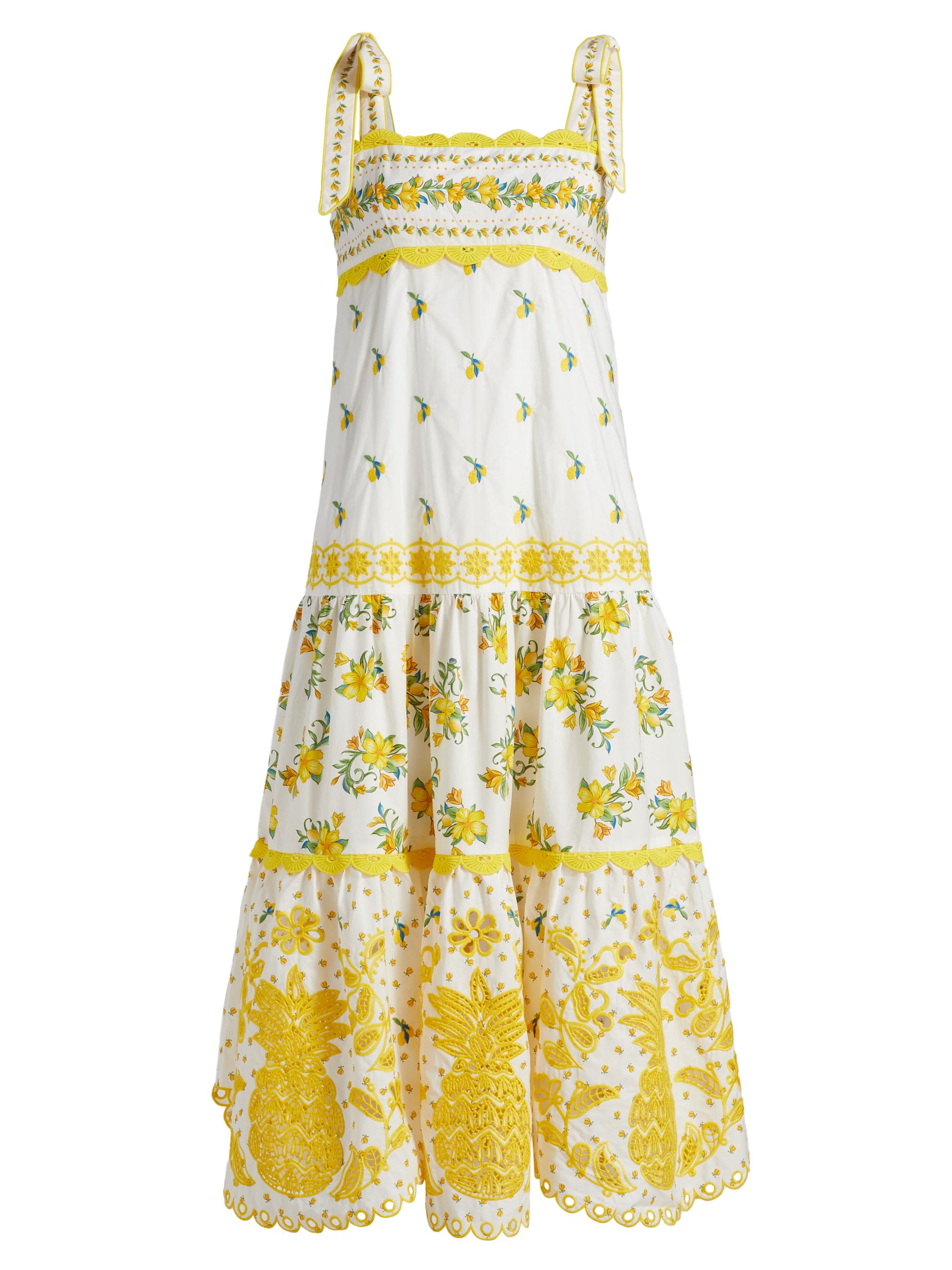 Farm Rio Sicily Richelieu Sleeveless Midi-Dress