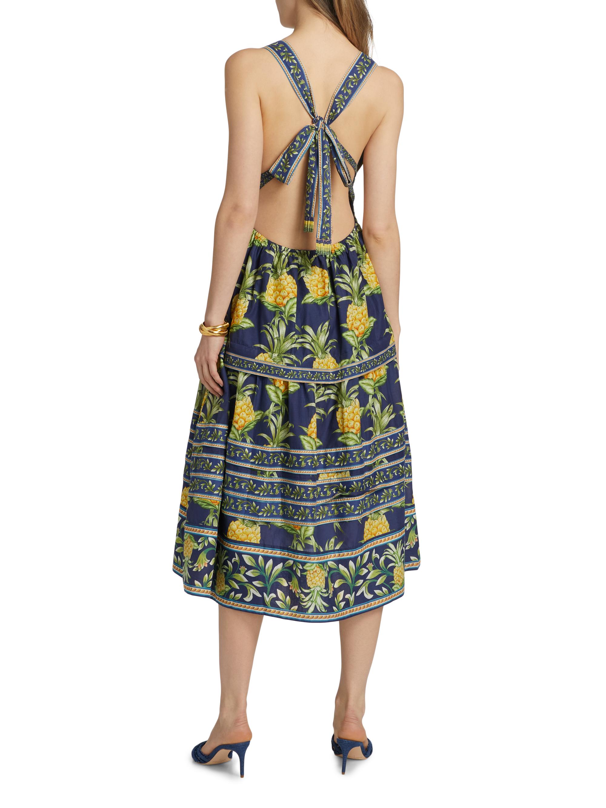 green emerald velvet dress Red Pineapple Bloom Cut Out Midi Dress – FARM Rio main image 0