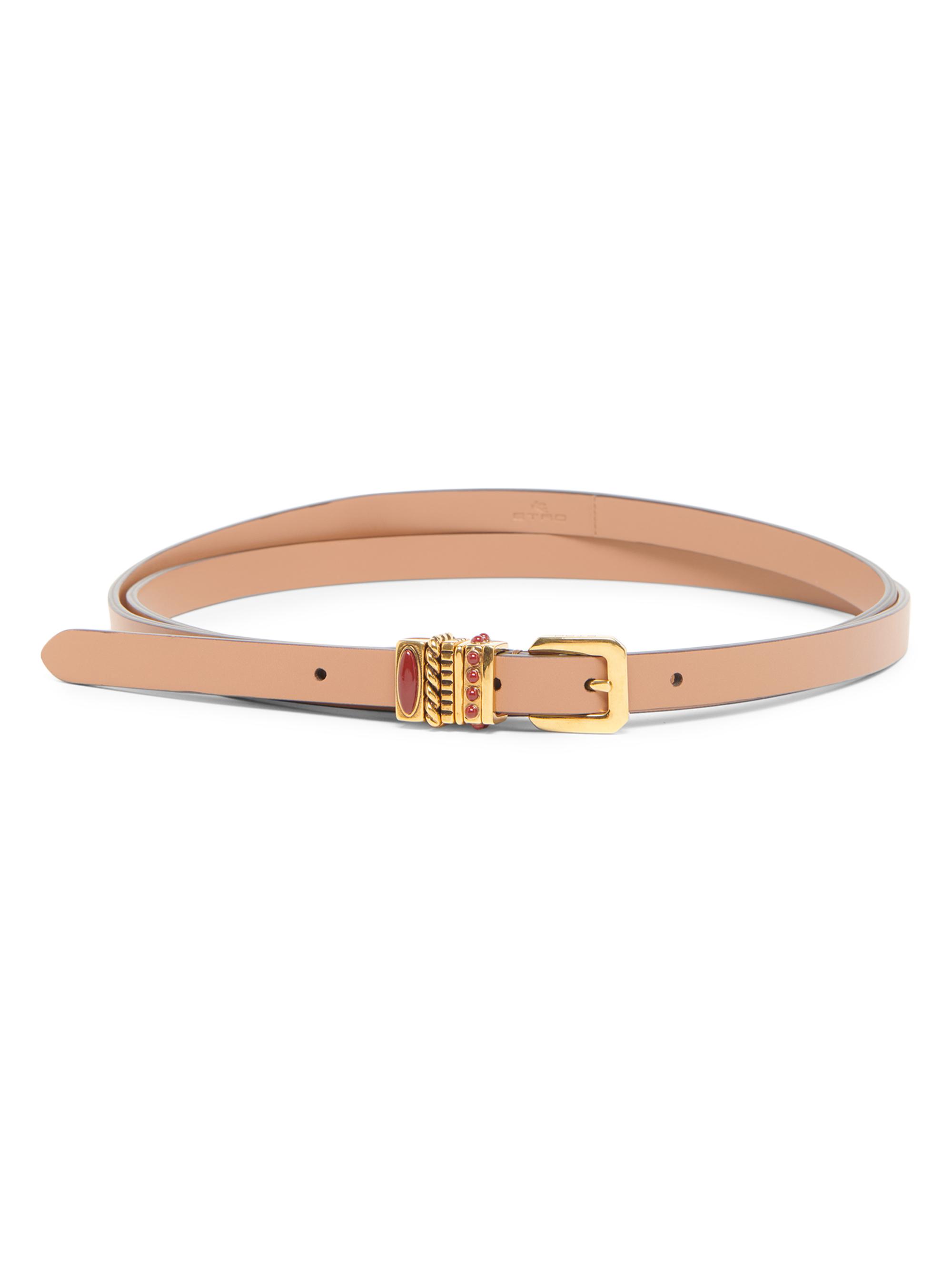 Etro Women's Thin Leather Belt - Cuoio