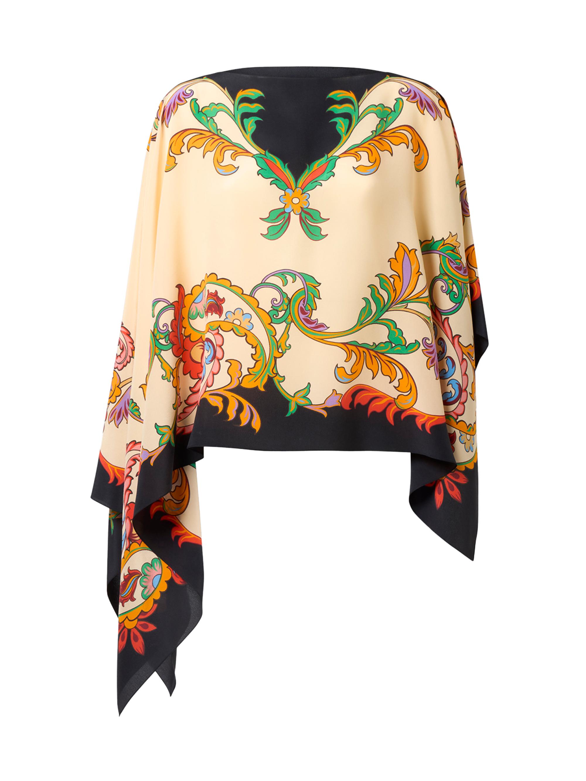 Etro Women's Printed Silk Poncho - Stampa F Do Bianco