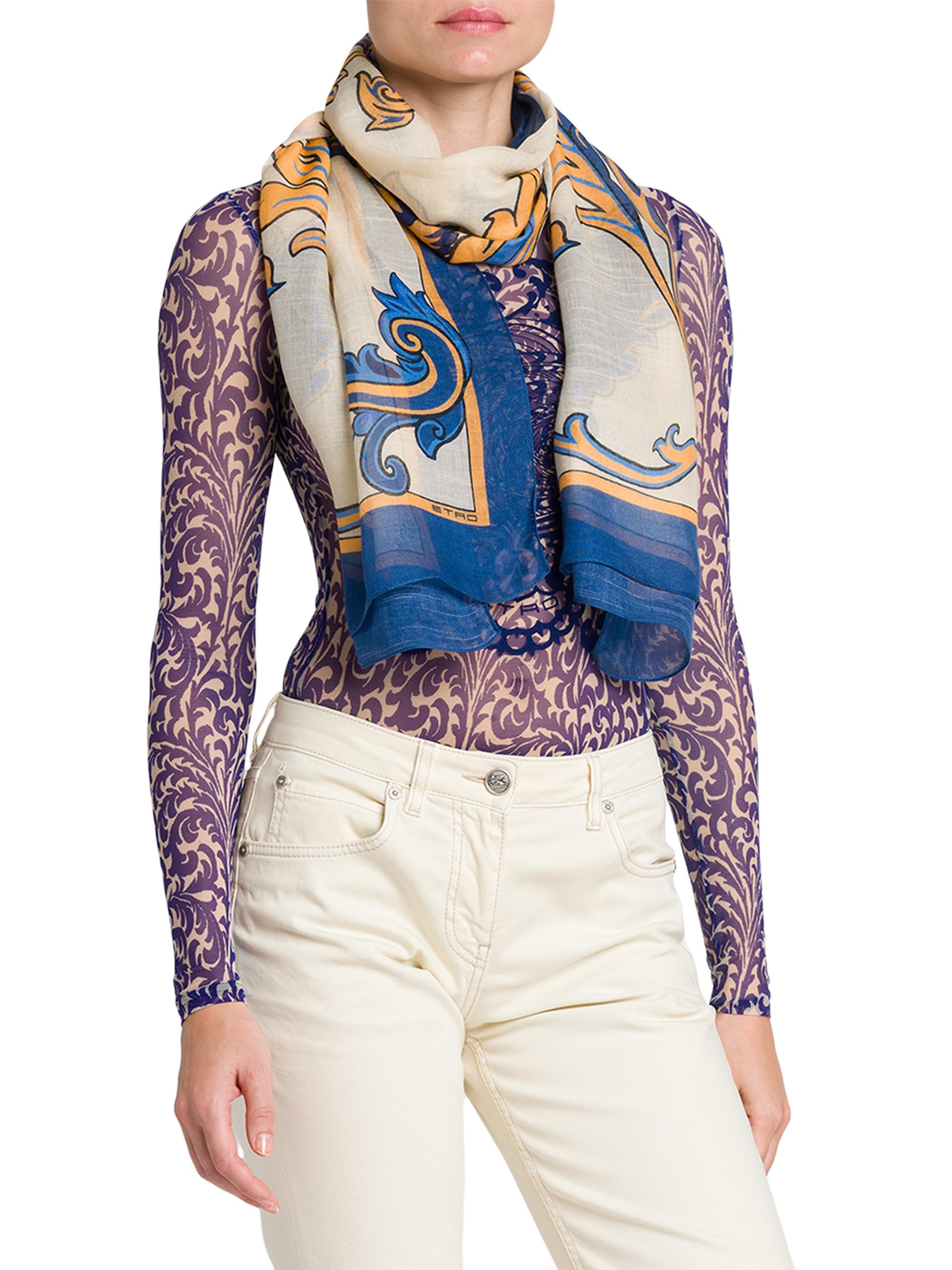 Etro Women's Boheme Floral Rectangle Scarf - Stampa Bianco