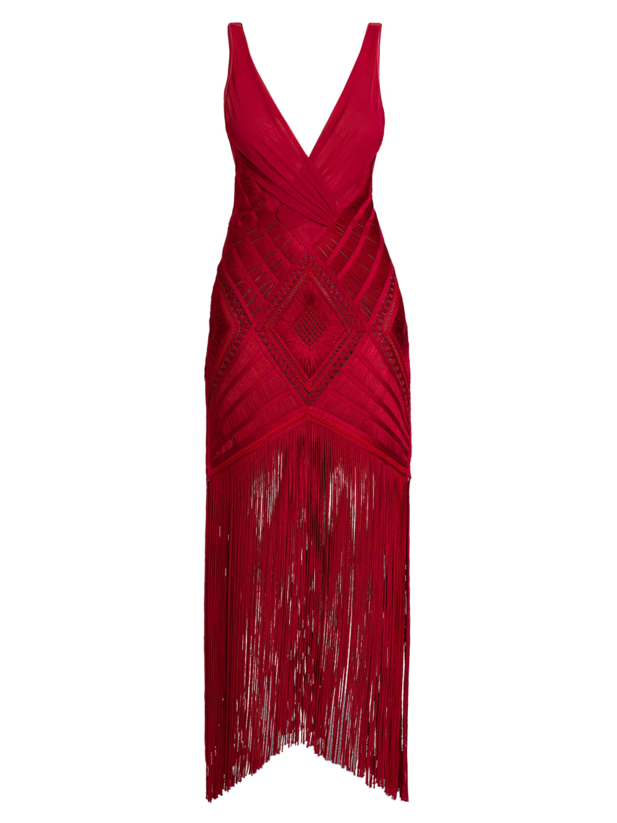 The Attico Women's Soutaché Midi-Dress - Red