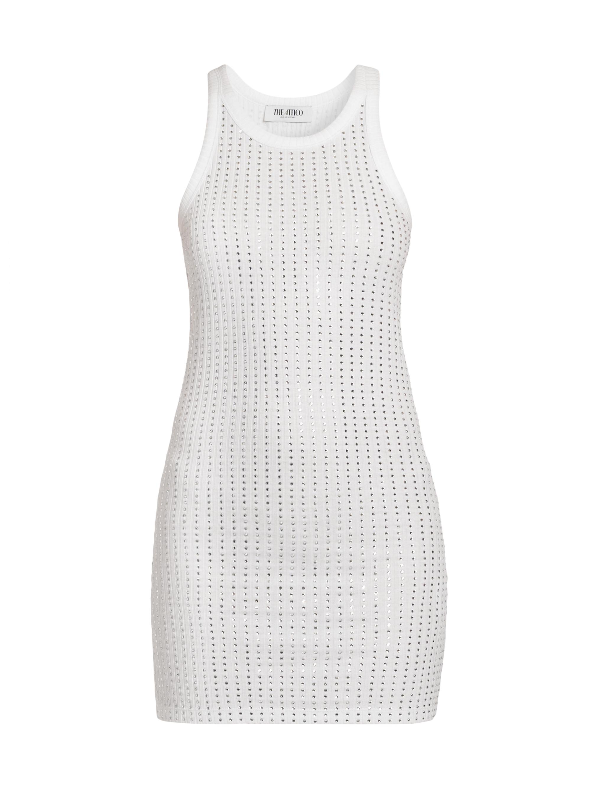The Attico Women's Thermostrass Macro Jersey Rib Minidress - White