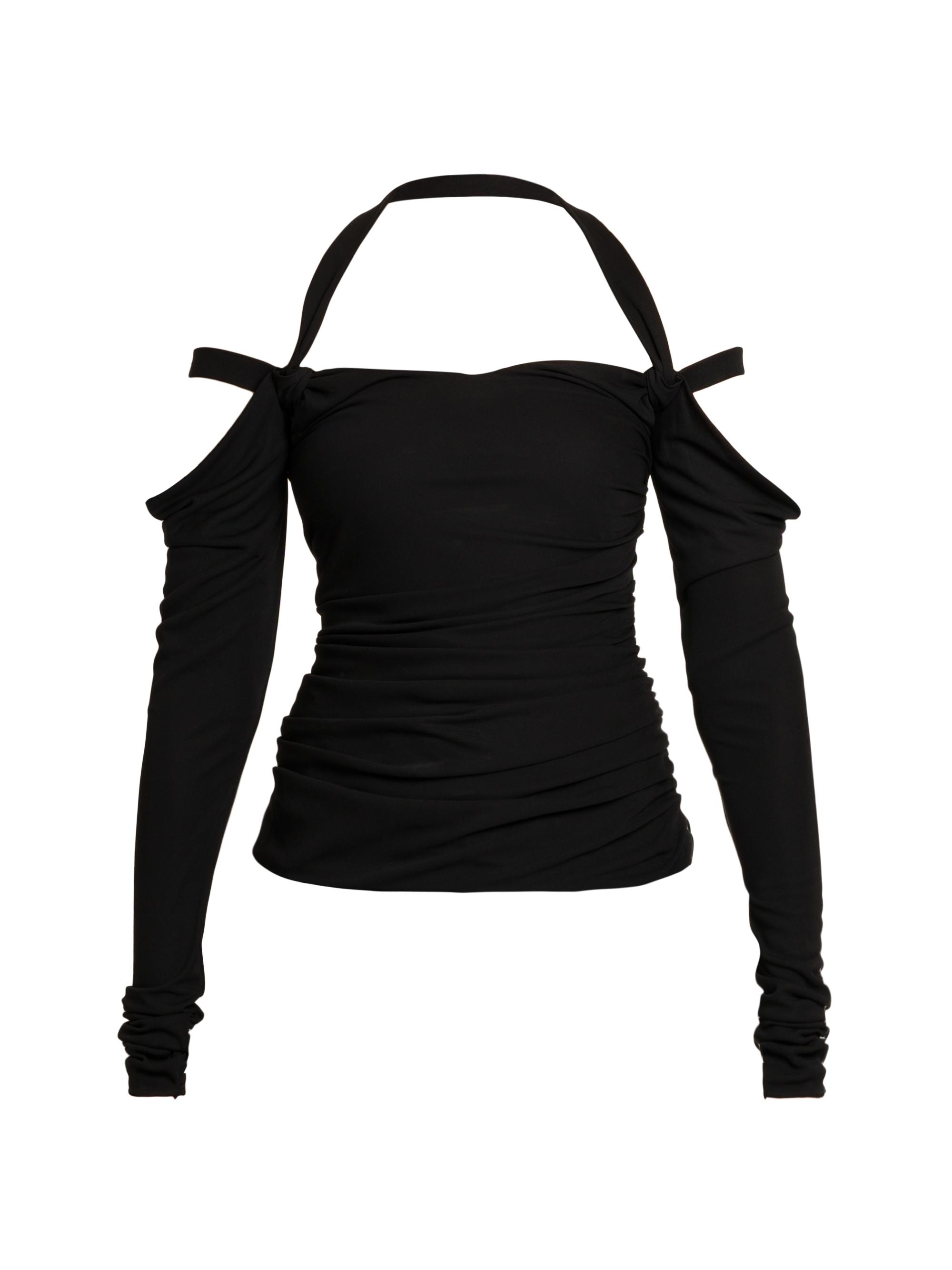 The Attico Women's Crêpe Gathered Off-the-Shoulder Top - Black