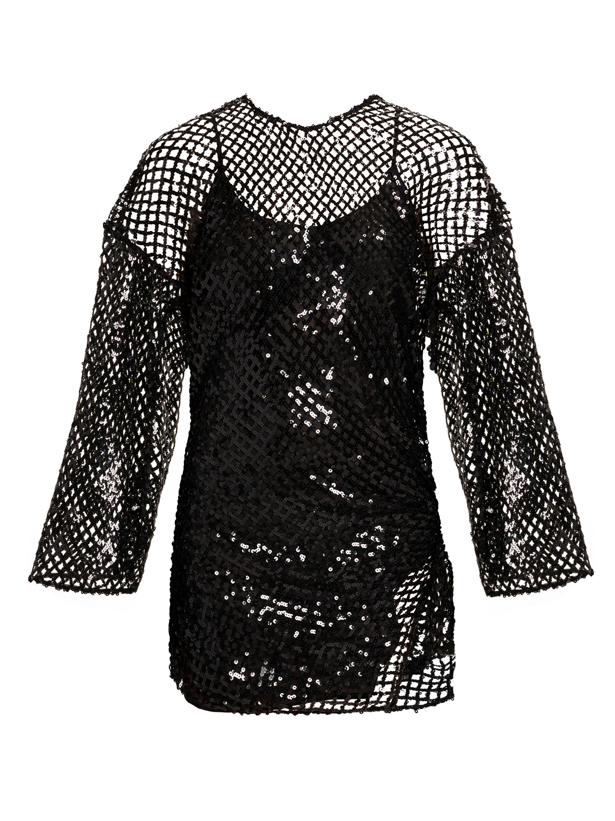 The Attico Women's Sequined Mesh Minidress - Black