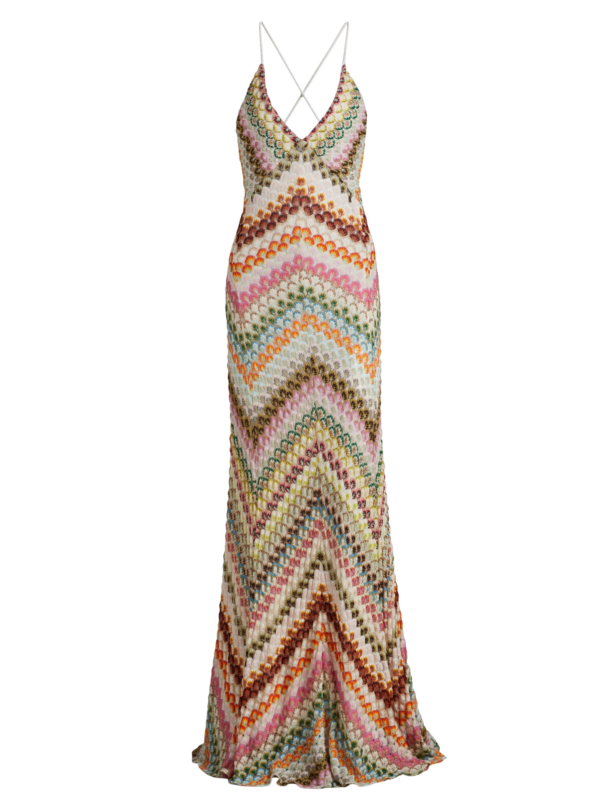 Missoni Women's Raschel Lace Chevron Maxi Dress - Multi Green Pink Brown