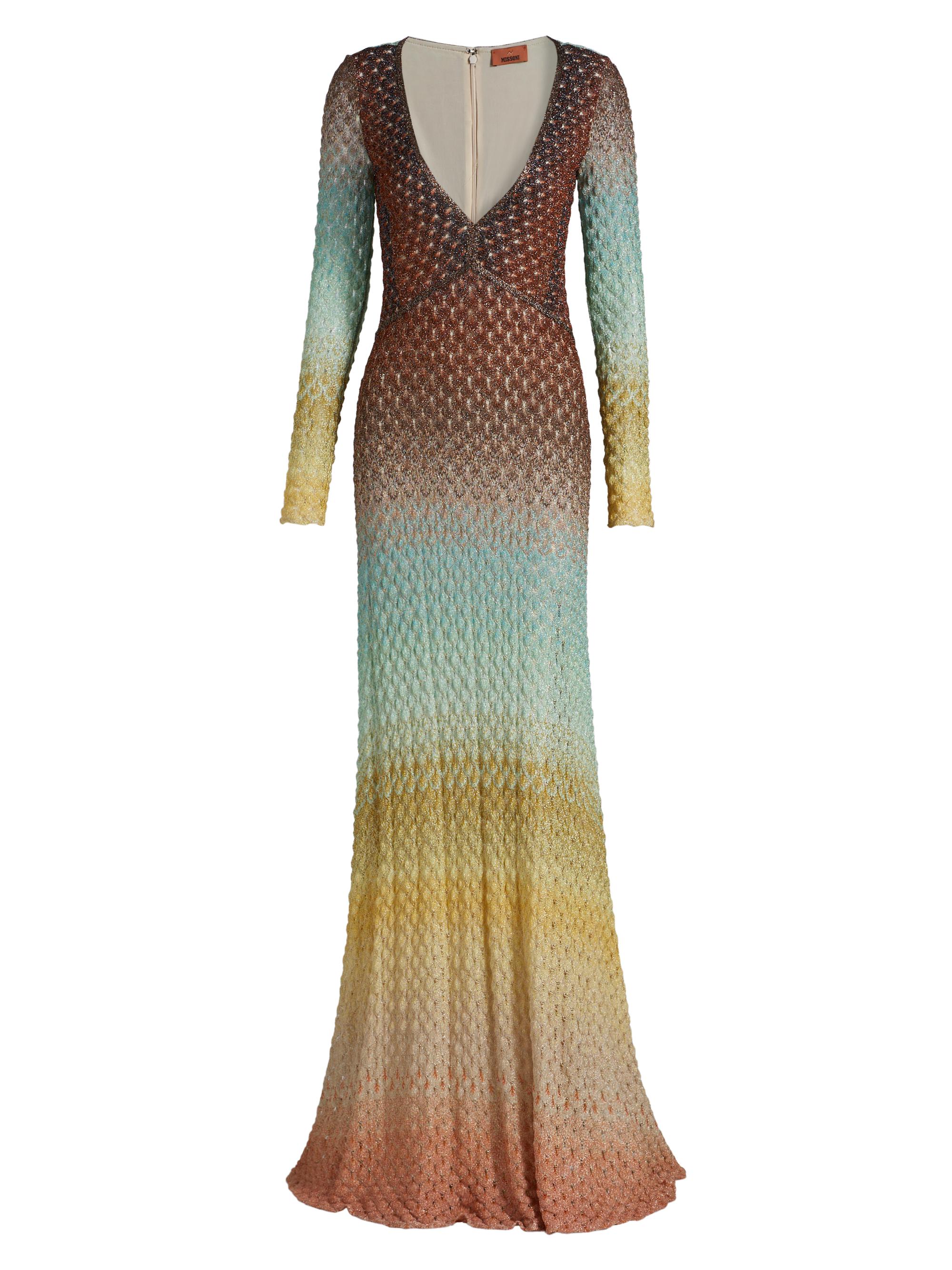 Missoni Women's Raschel Lace Degradé Maxi Dress - Multi Brown Green Light Blue