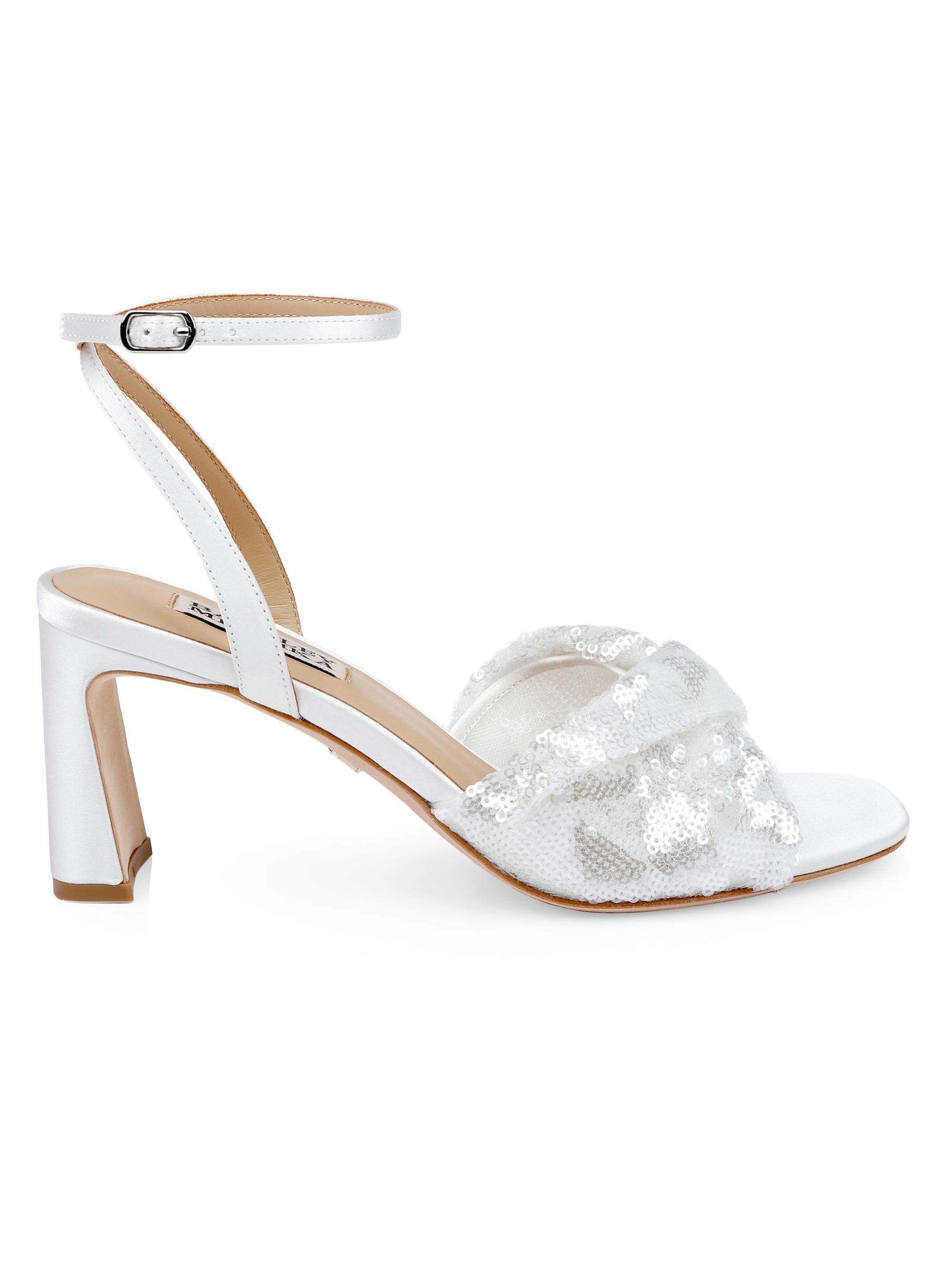 Badgley Mischka Women's Gema 70MM Sequined Sandals - White Sequins
